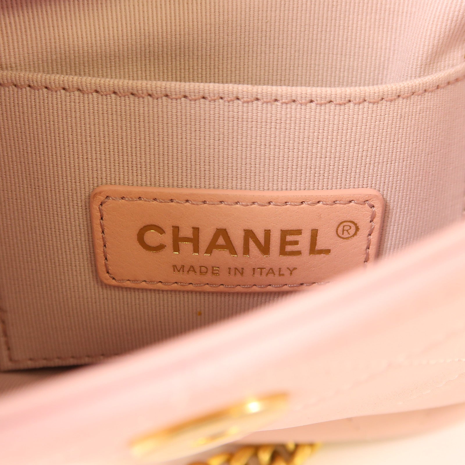 CHANEL 羊皮皮革Chain Shoulder金扣鏈帶肩背袋