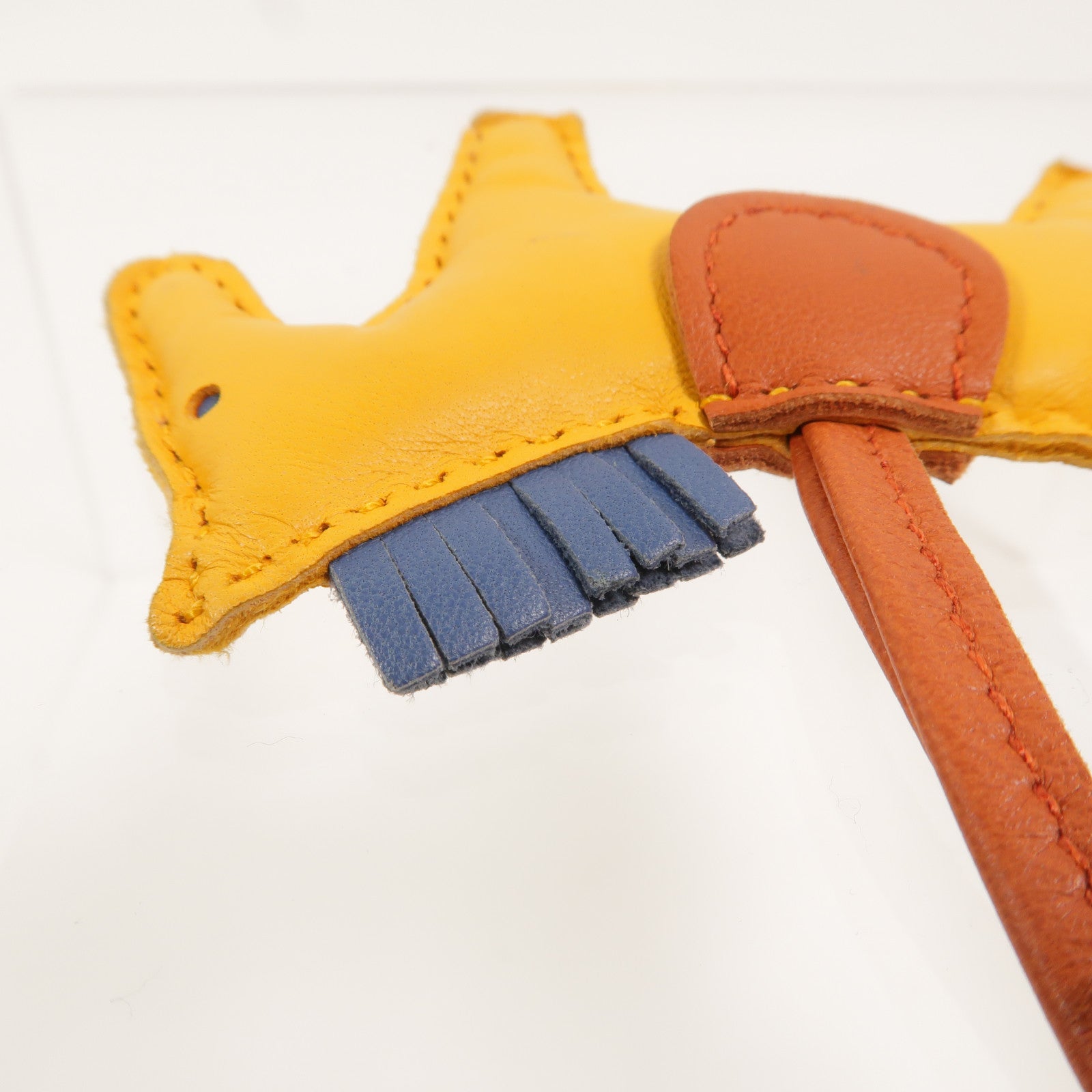 HERMES Milo/Swift皮革Rodeo PM掛飾Jaune d'Or/Agate