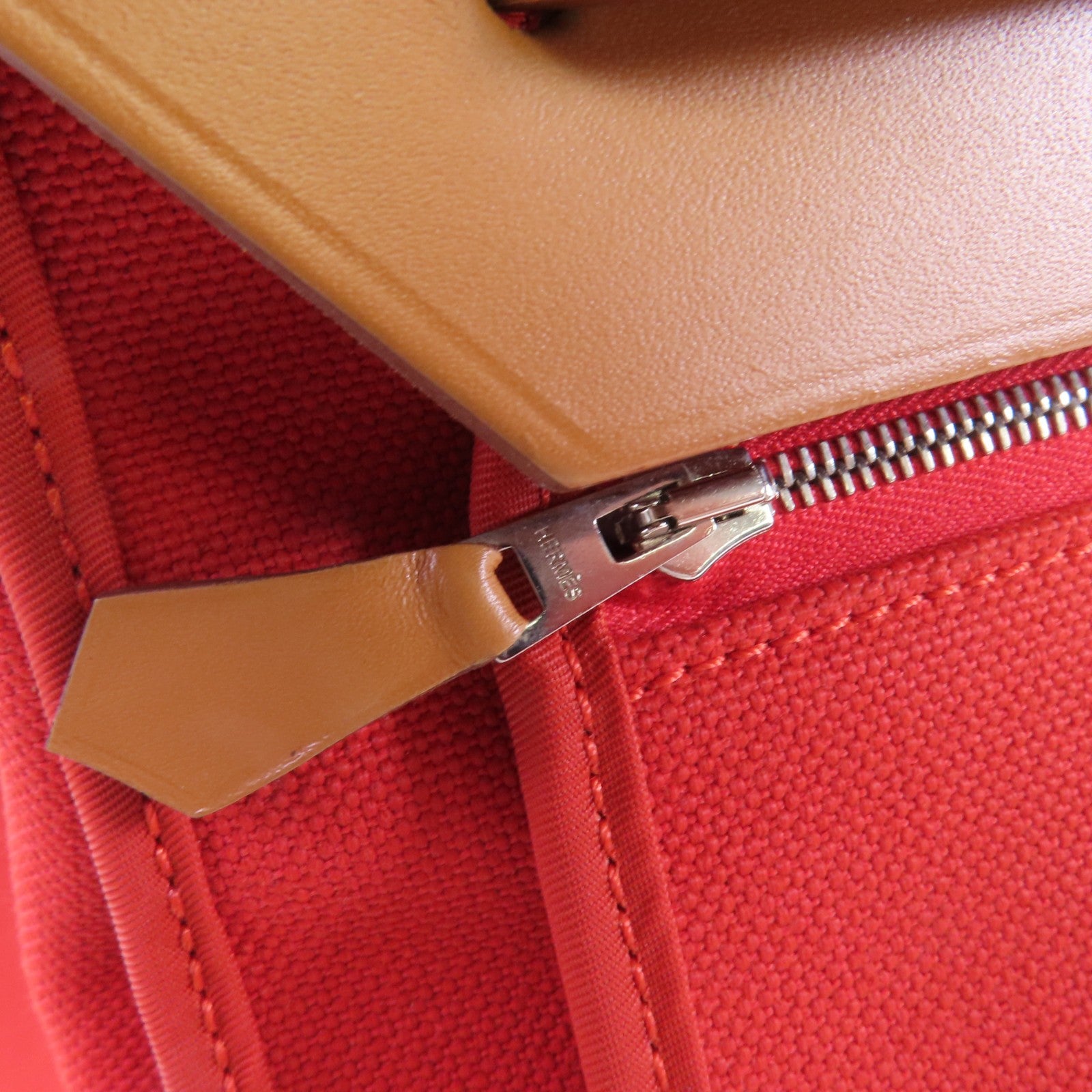 HERMES 帆布Herbag GM銀扣手挽肩背兩用袋