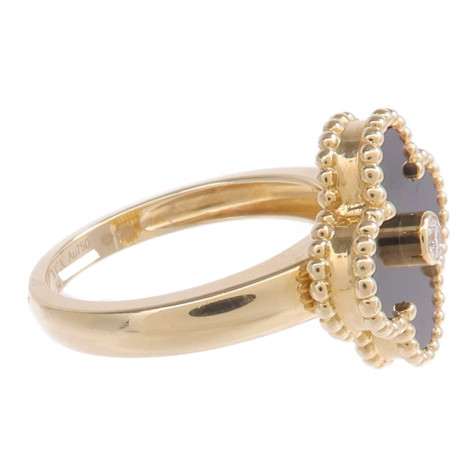 Van Cleef & Arpels 18K黃金/縞瑪瑙Alhambra Vintage Ring戒指US#6.75