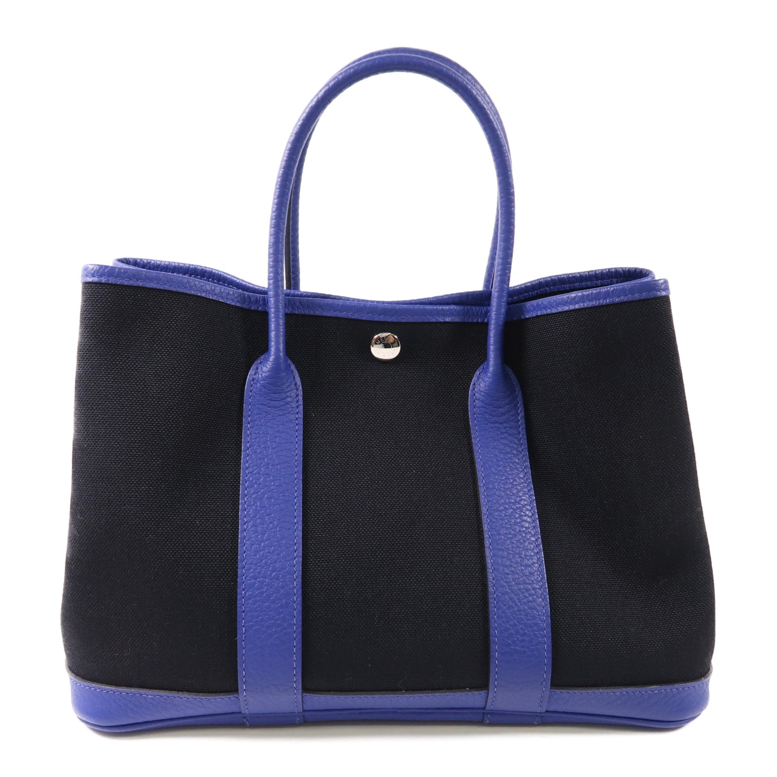 HERMES PHW Garden Party PM Tote Bag Canvas Blue/Black