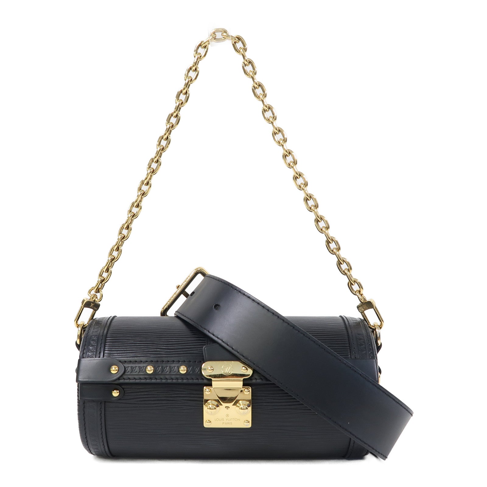 LOUIS VUITTON Epi Papillon Trunk金扣手挽肩背兩用袋黑色