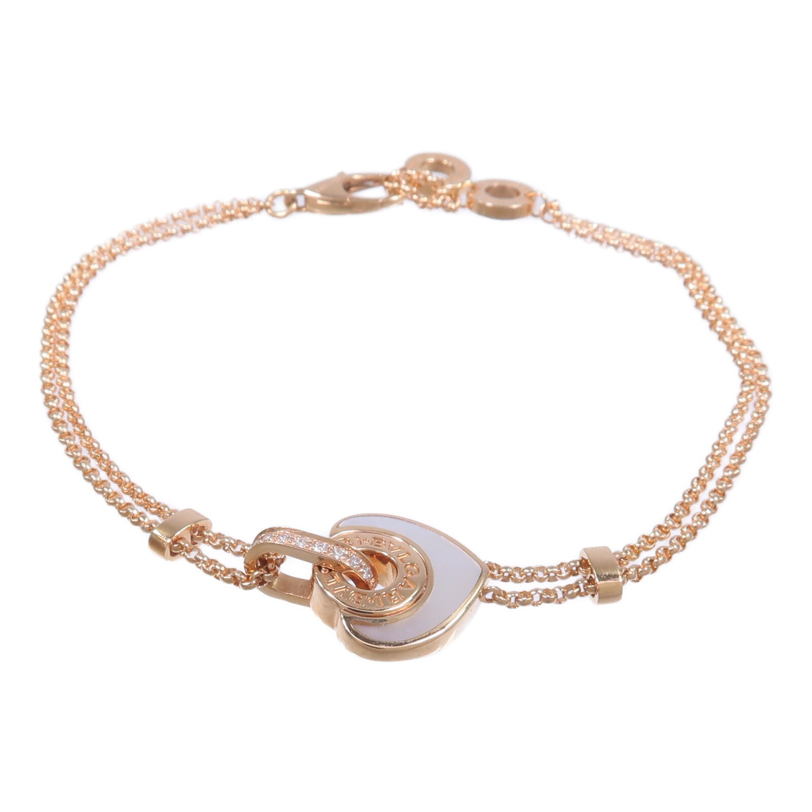 BVLGARI 18K玫瑰金Cuore Bracelet珍珠母貝/鑽石手鏈