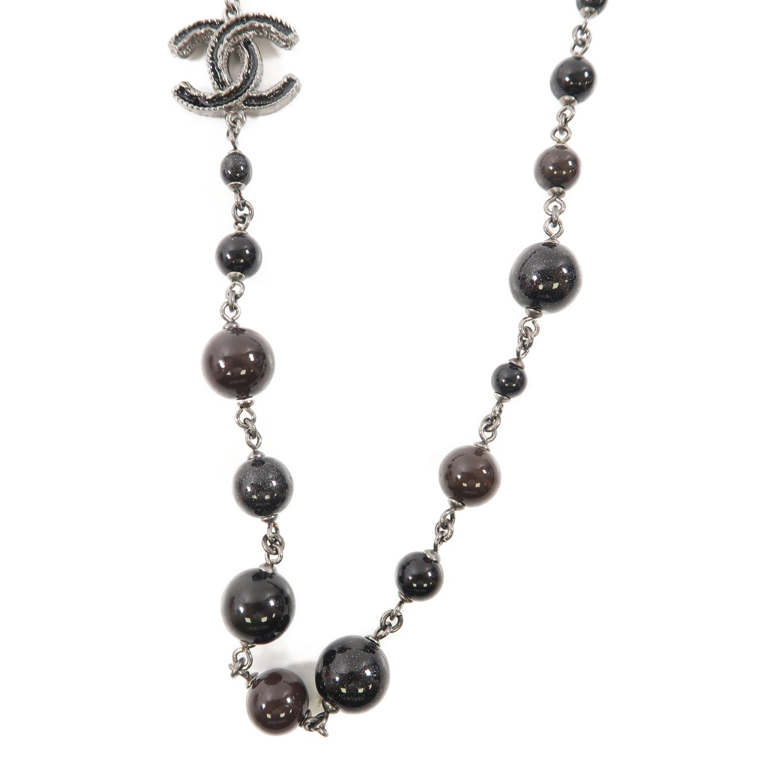 CHANEL 金屬Necklace項鍊黑色/銀色