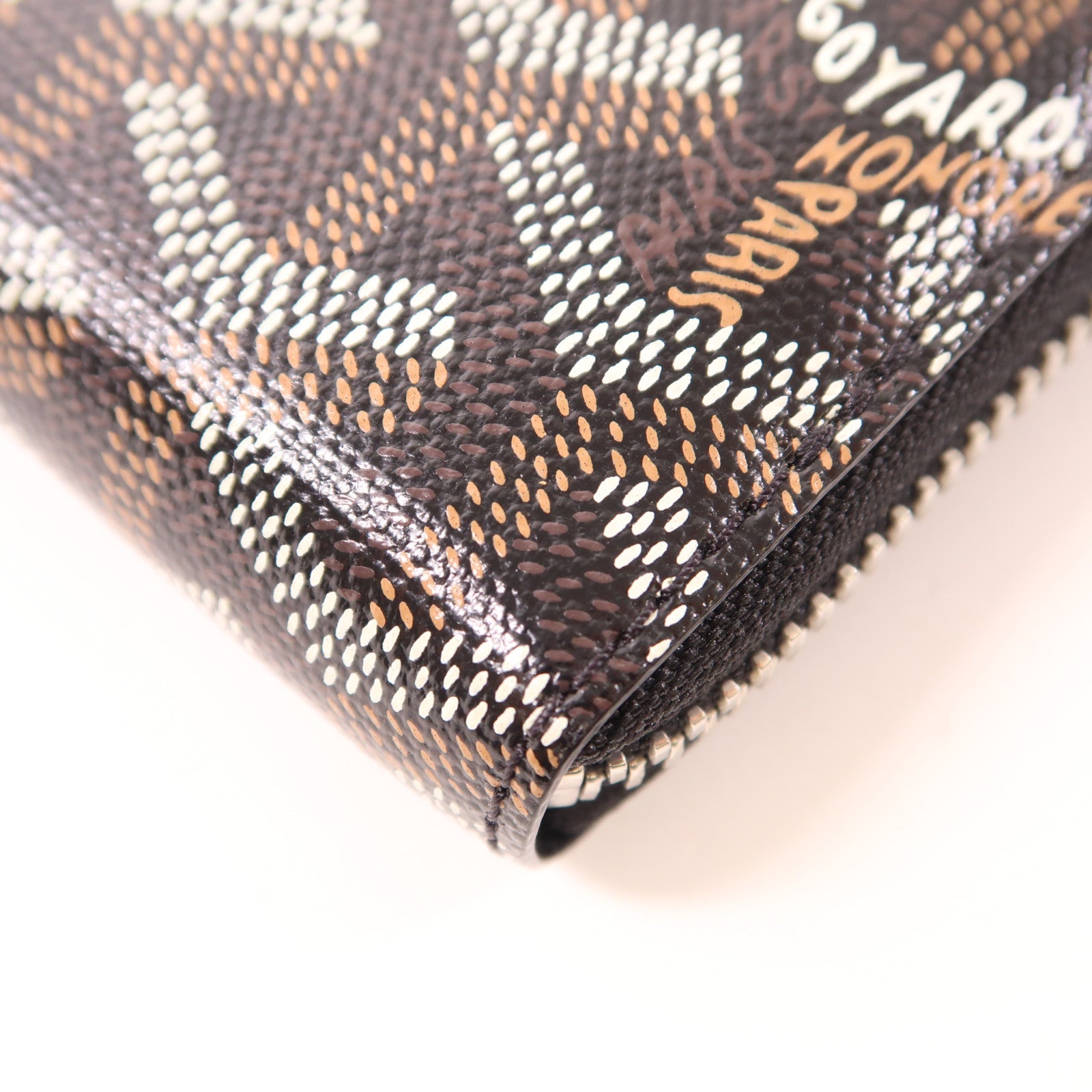 GOYARD 塗層帆布/皮革Matignon銀扣長錢包黑色