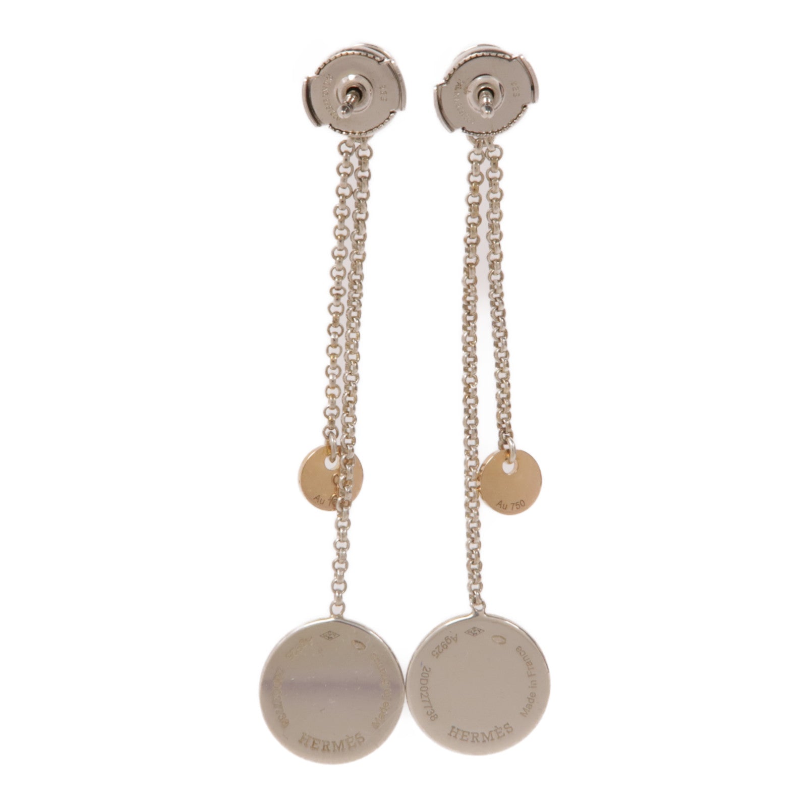 HERMES 18K玫瑰金/925純銀Ex Libris Earrings項鍊