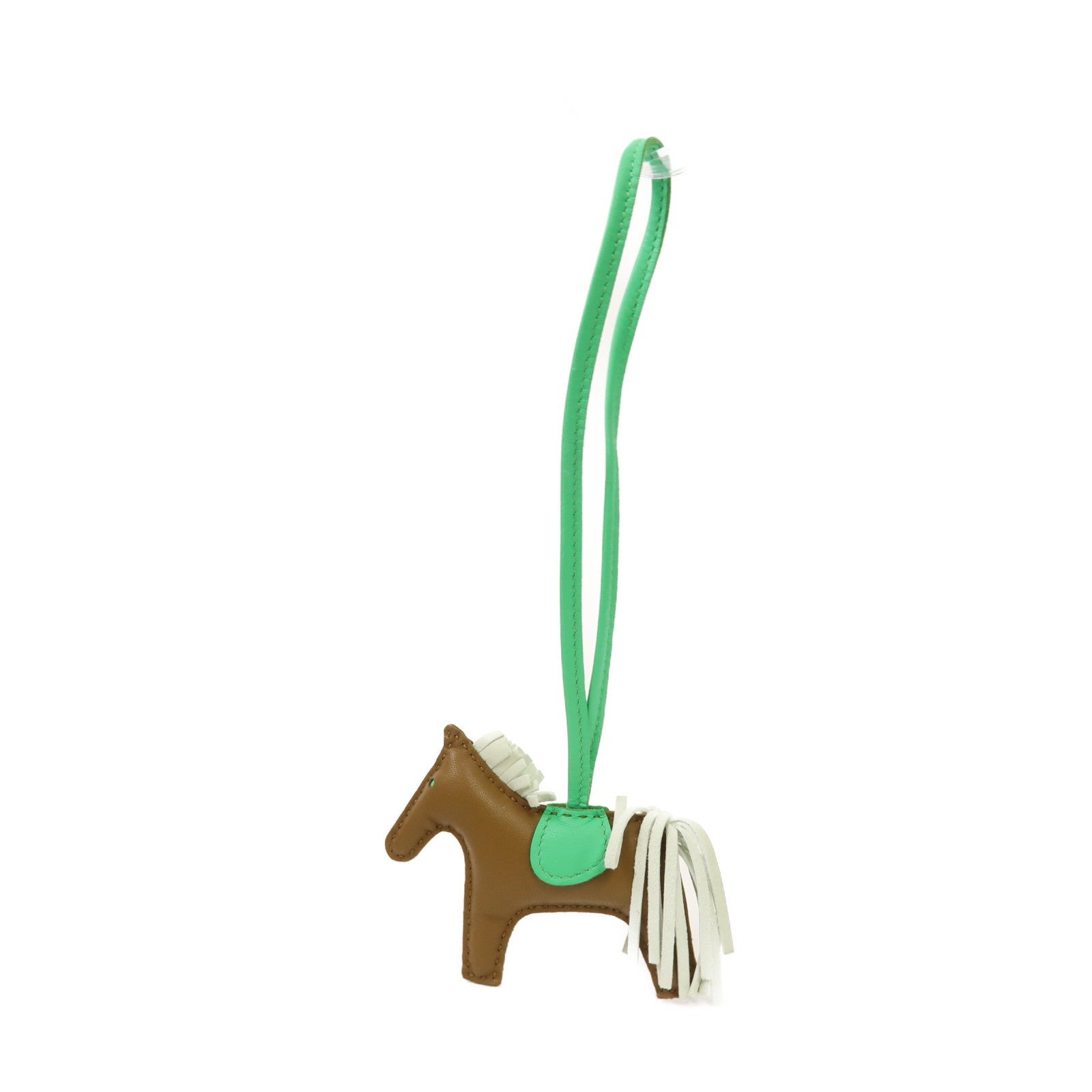 HERMES Swift皮革Rodeo PM掛飾芝麻色/氣泡綠色
