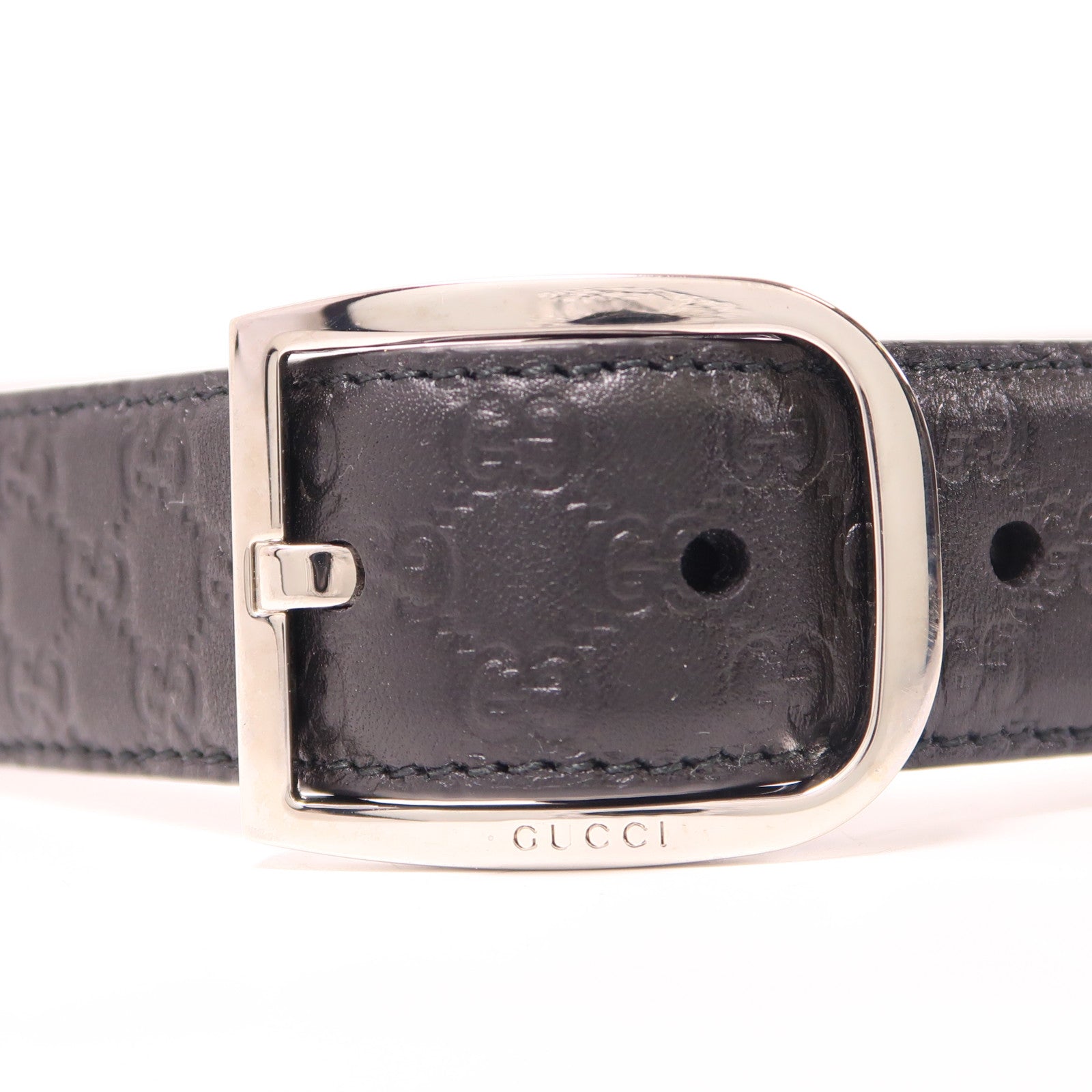 GUCCI 牛皮皮革Belt銀扣皮帶