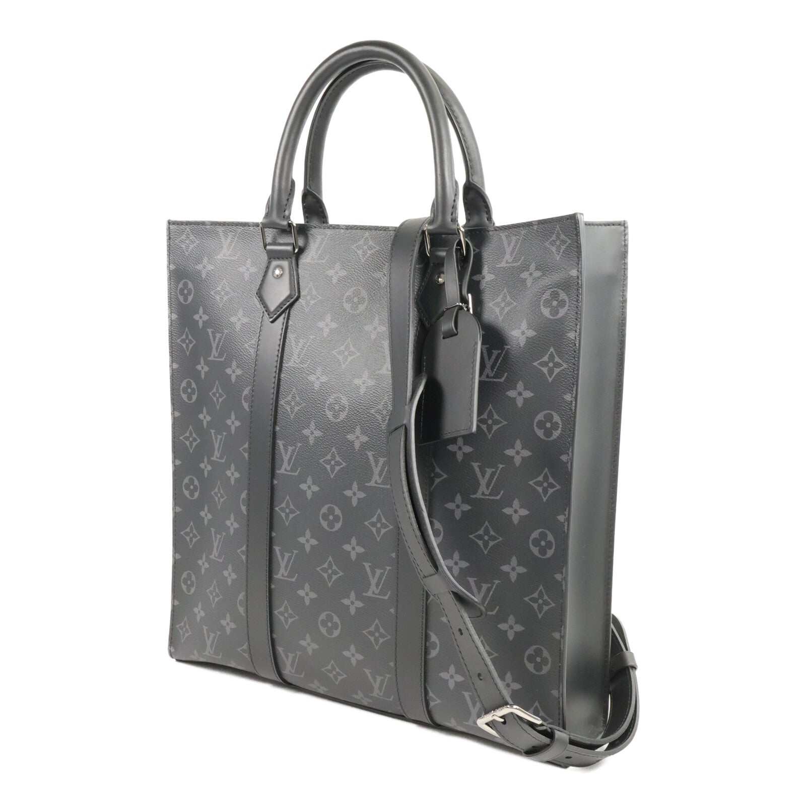 LOUIS VUITTON Monogram Eclipse Sac Plat Cross手挽肩背兩用袋