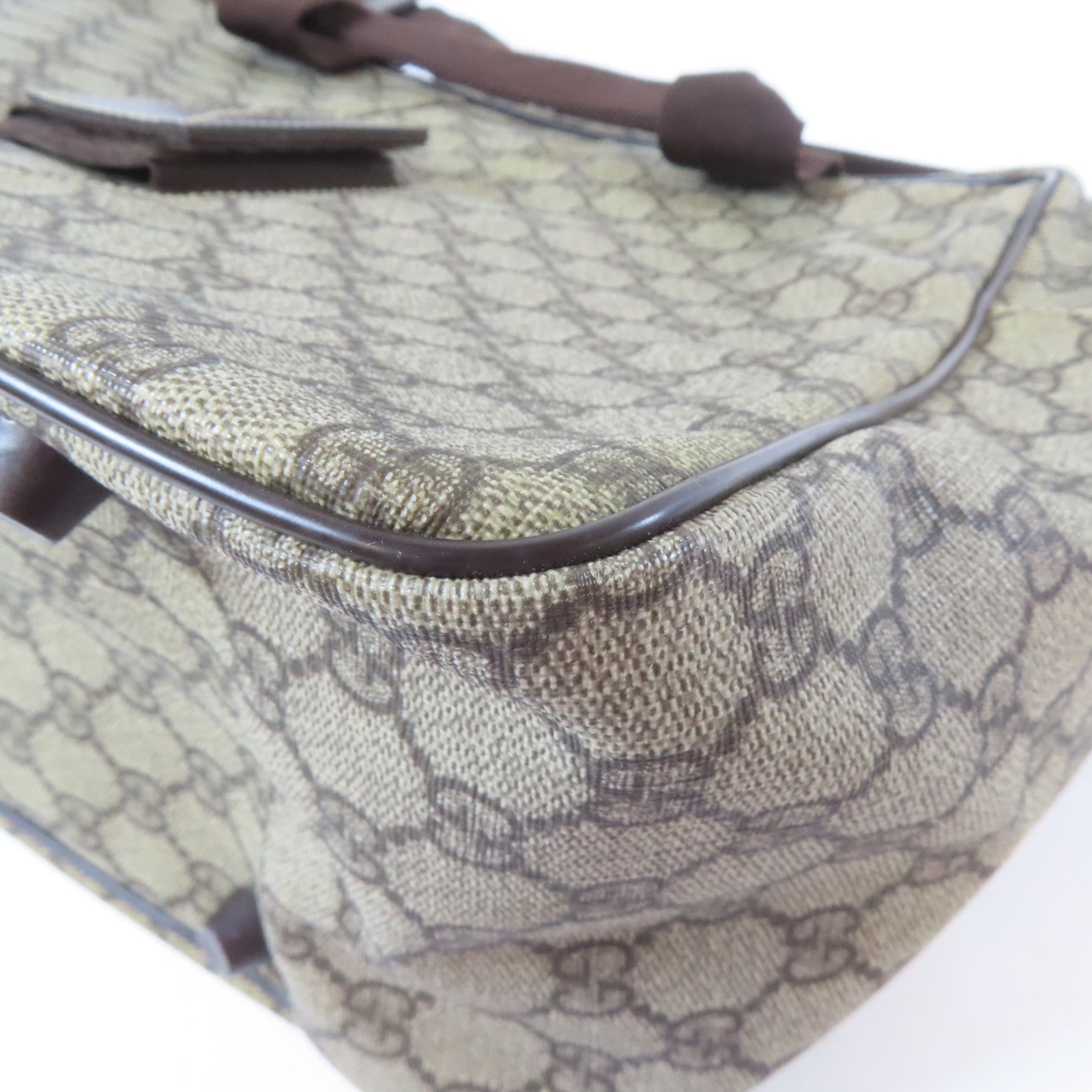 GUCCI 塗層帆布2 Way Shoulder銀扣手挽肩背兩用袋啡色