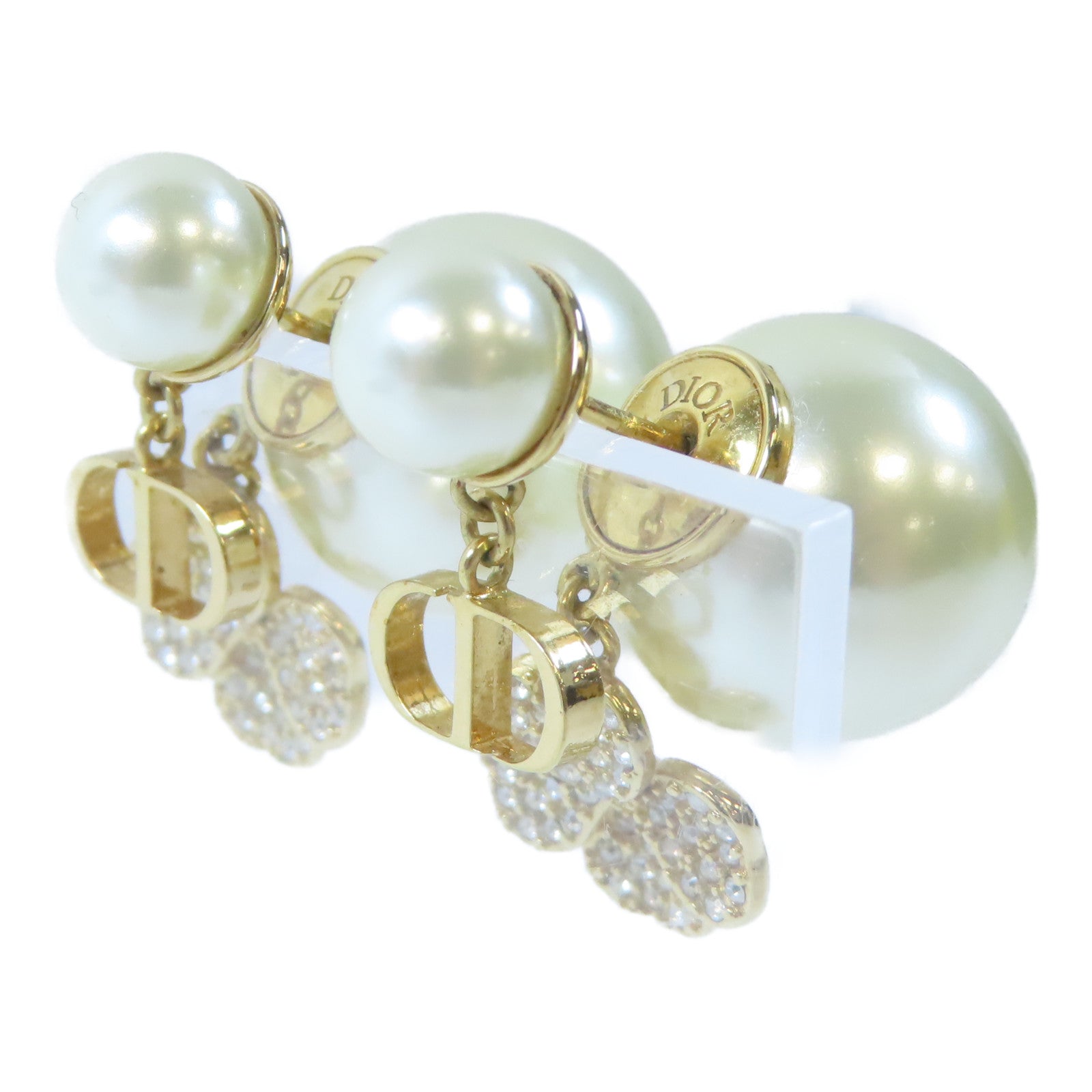 Dior 金屬Pierced Earring耳環金色/白色