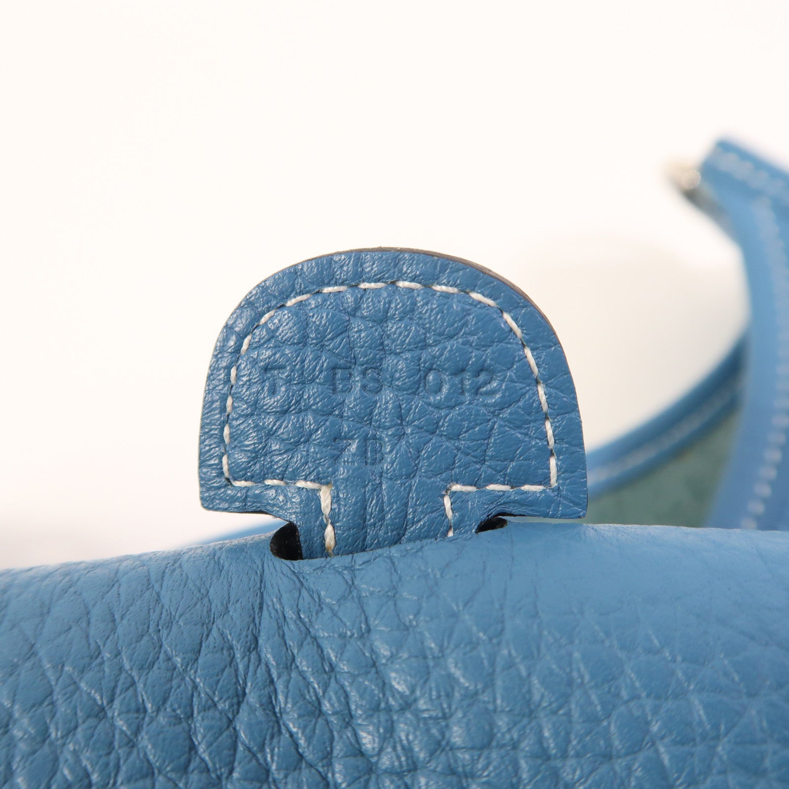 HERMES Clemence皮革Evelyne PM銀扣肩背袋Bleu Jean
