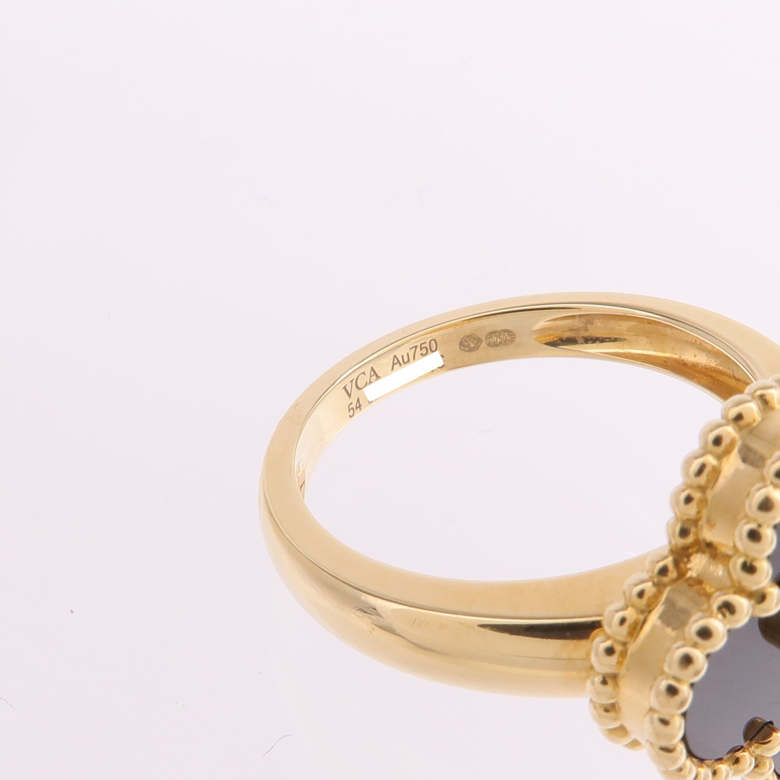 Van Cleef & Arpels 18K黃金/縞瑪瑙Alhambra Vintage Ring戒指US#6.75