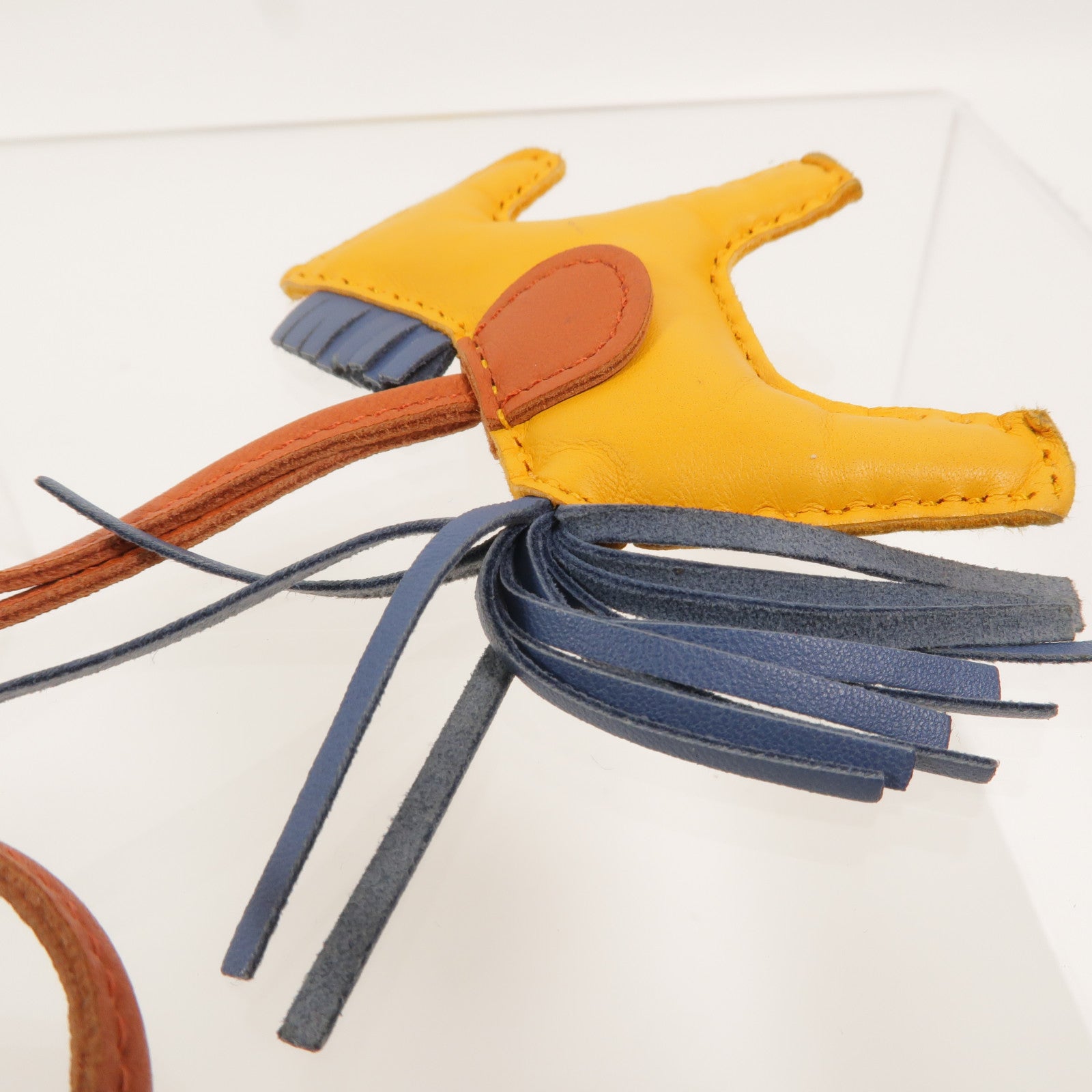 HERMES Milo/Swift皮革Rodeo PM掛飾Jaune d'Or/Agate