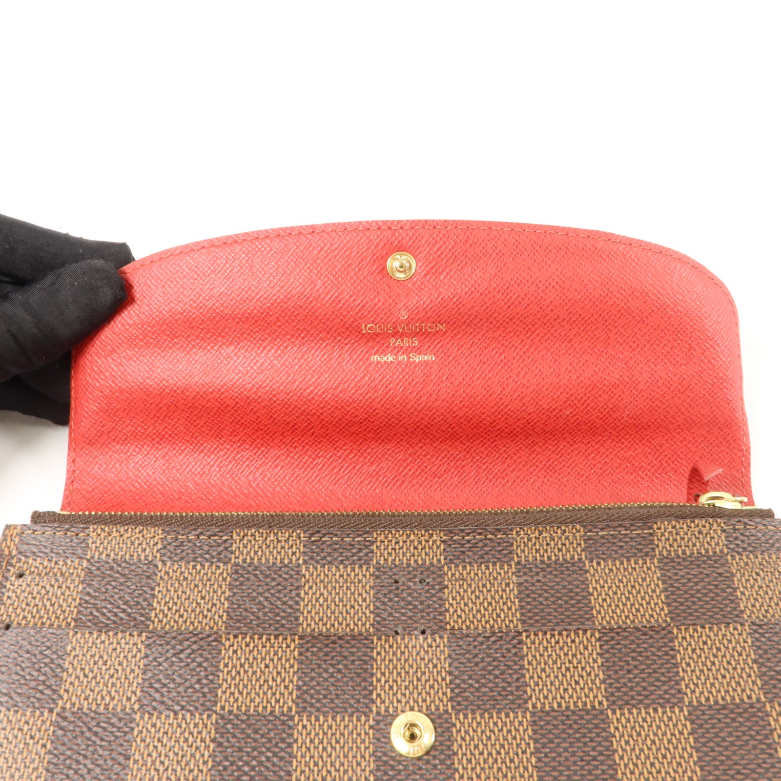 LOUIS VUITTON Damier Portefeuille Emilie Long Wallet金扣長錢包
