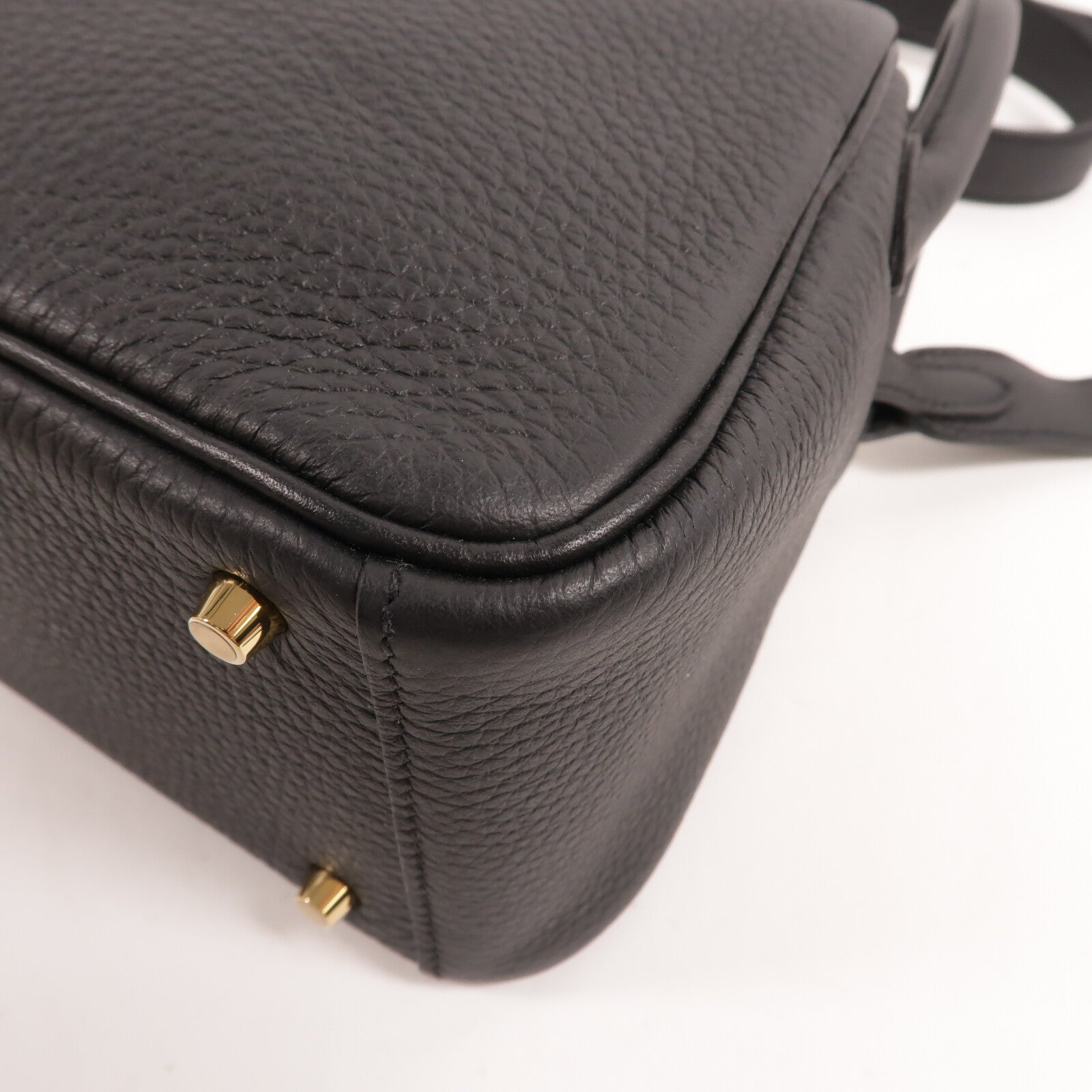 HERMES Clemence皮革Mini Lindy手挽肩背兩用袋Noir