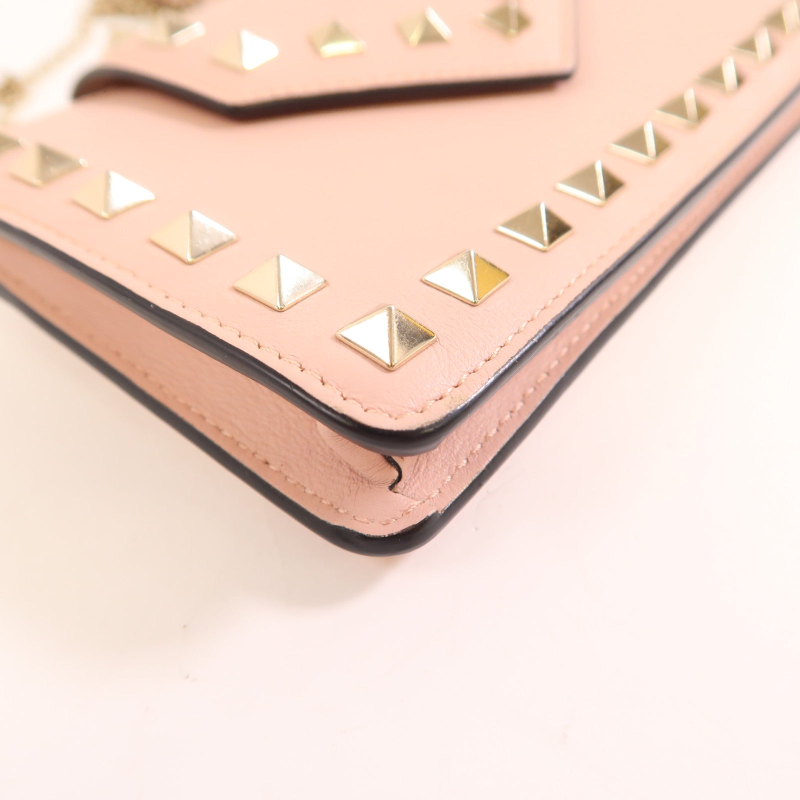 Valentino 牛皮皮革Chain Shoulder金扣手拿包