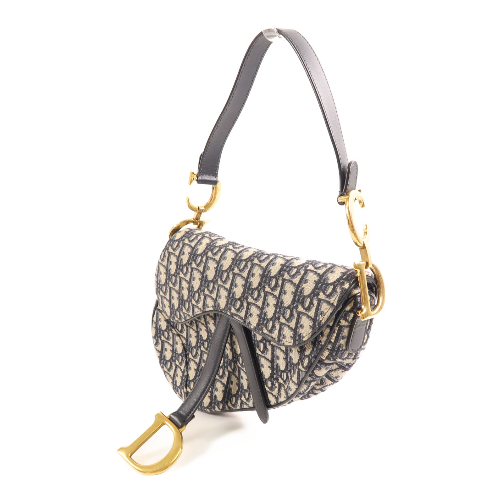 Dior CD GHW Saddle Bag Handbag Canvas M0446 Blue