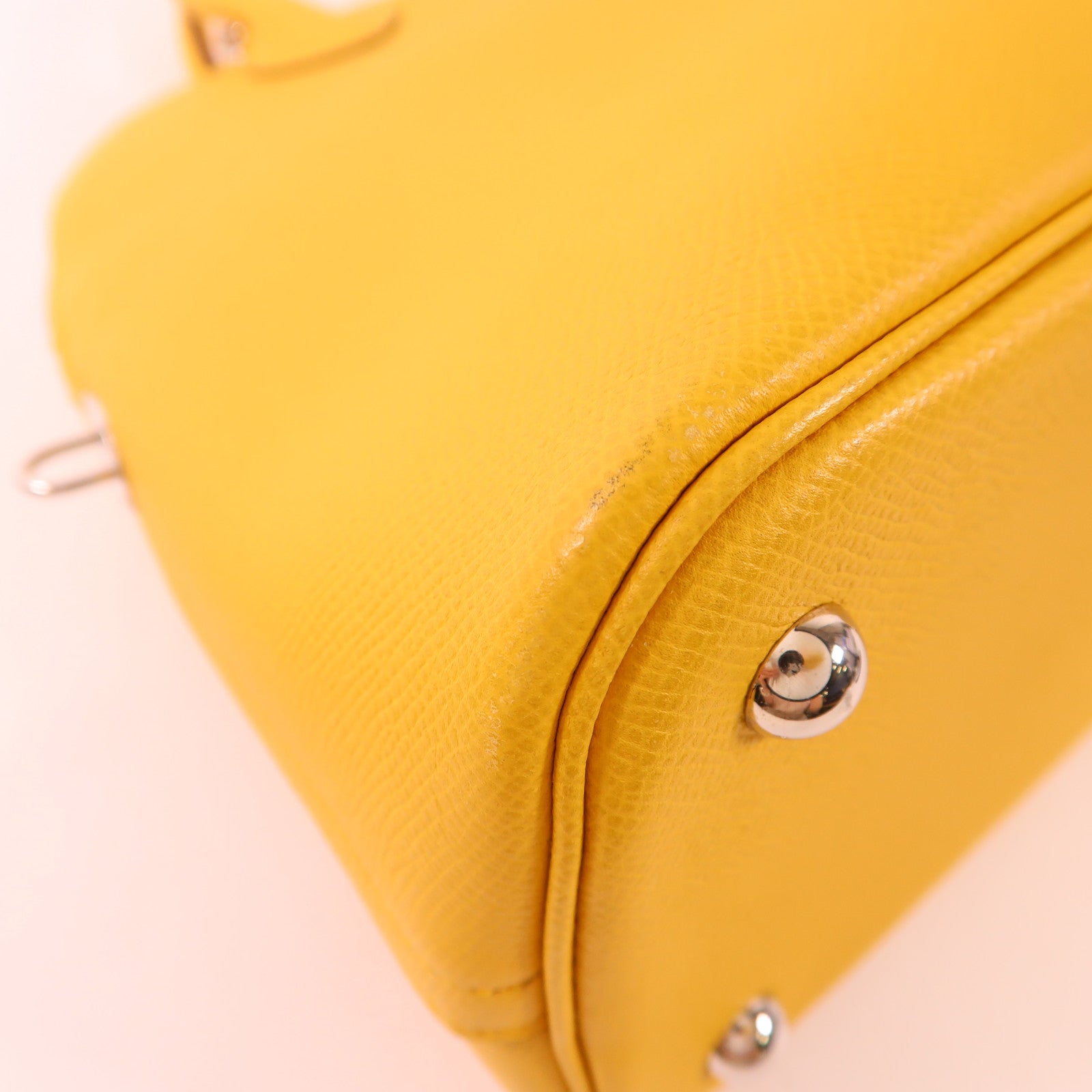 HERMES Epsom皮革Bolide 31銀扣手挽袋Jaune Ambre