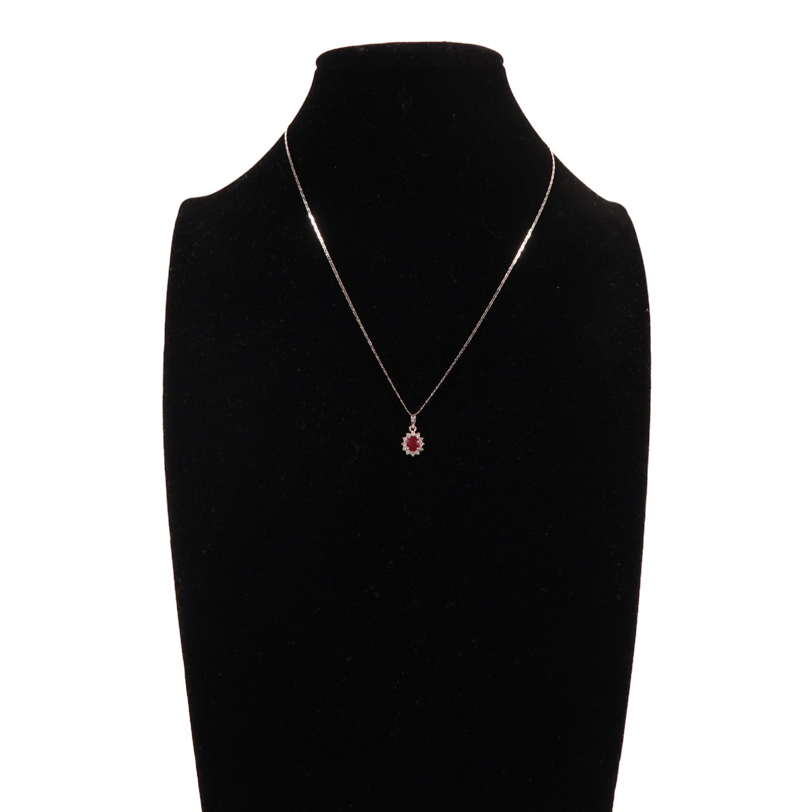 Jewelry Ruby Necklace 2.3g 18K White Gold