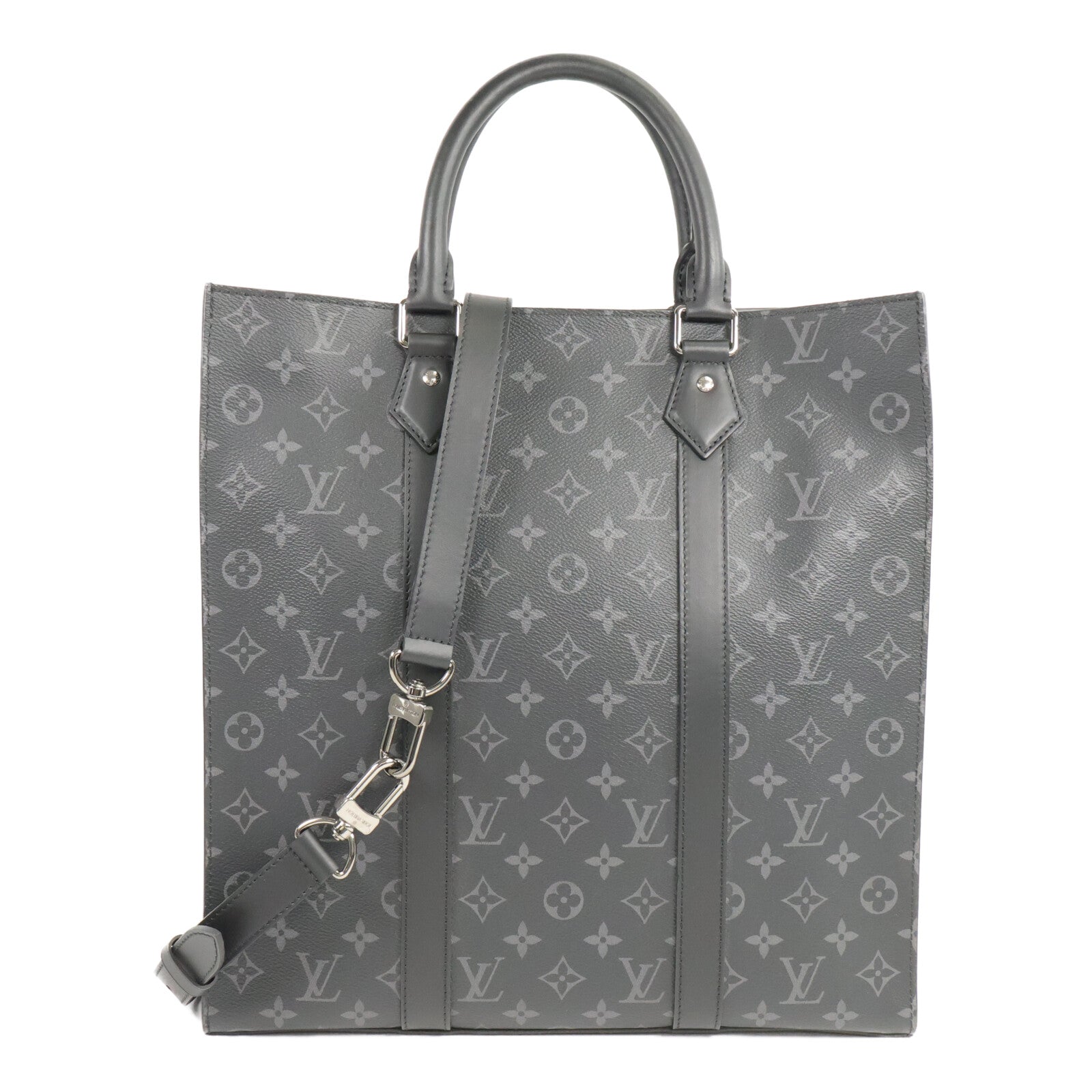 LOUIS VUITTON Monogram Eclipse Sac Plat Cross手挽肩背兩用袋