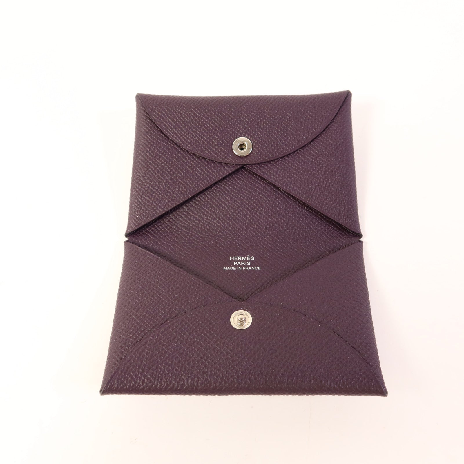 HERMES Epsom皮革Calvi卡片套Purple