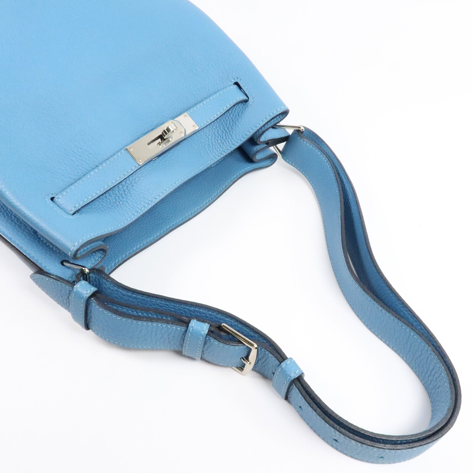 HERMES Clemence皮革So Kelly 22肩背袋Turquoise