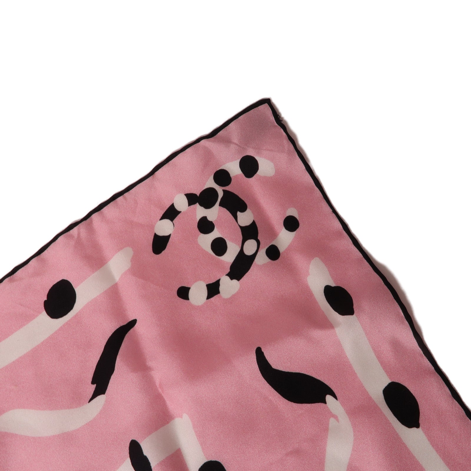 CHANEL 絲質Scarf絲巾粉紅色/黑色/白色