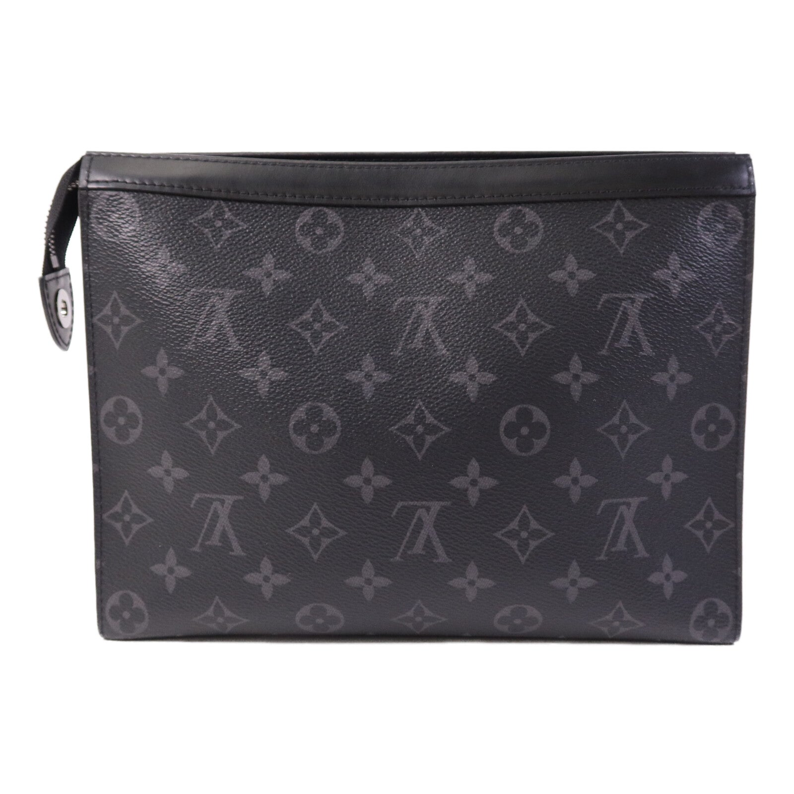 LOUIS VUITTON Monogram Eclipse Pochette Voyage MM銀扣手拿包