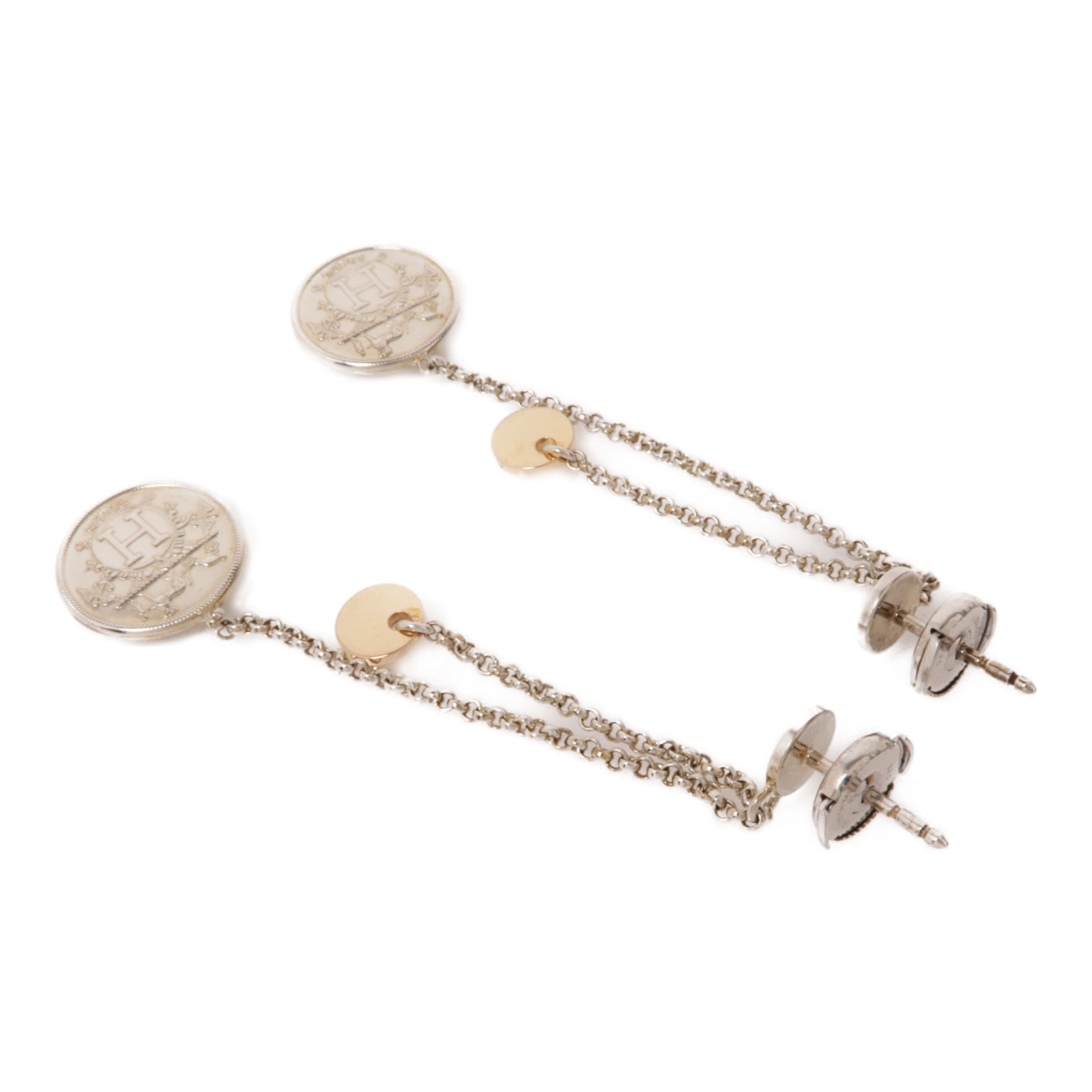 HERMES 18K玫瑰金/925純銀Ex Libris Earrings項鍊