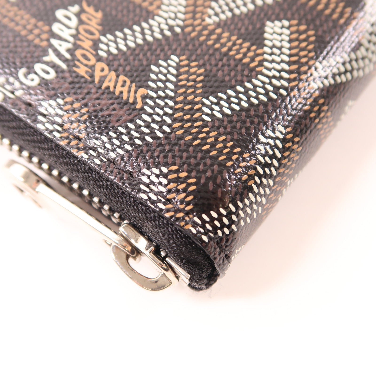 GOYARD 塗層帆布/皮革Matignon銀扣長錢包黑色
