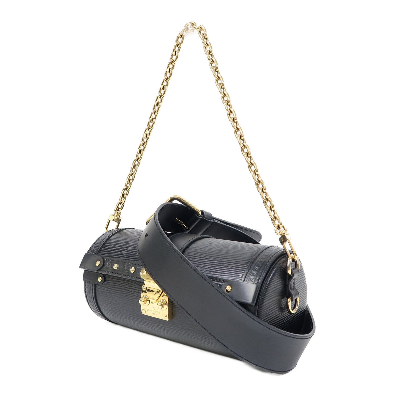 LOUIS VUITTON Epi Papillon Trunk金扣手挽肩背兩用袋黑色
