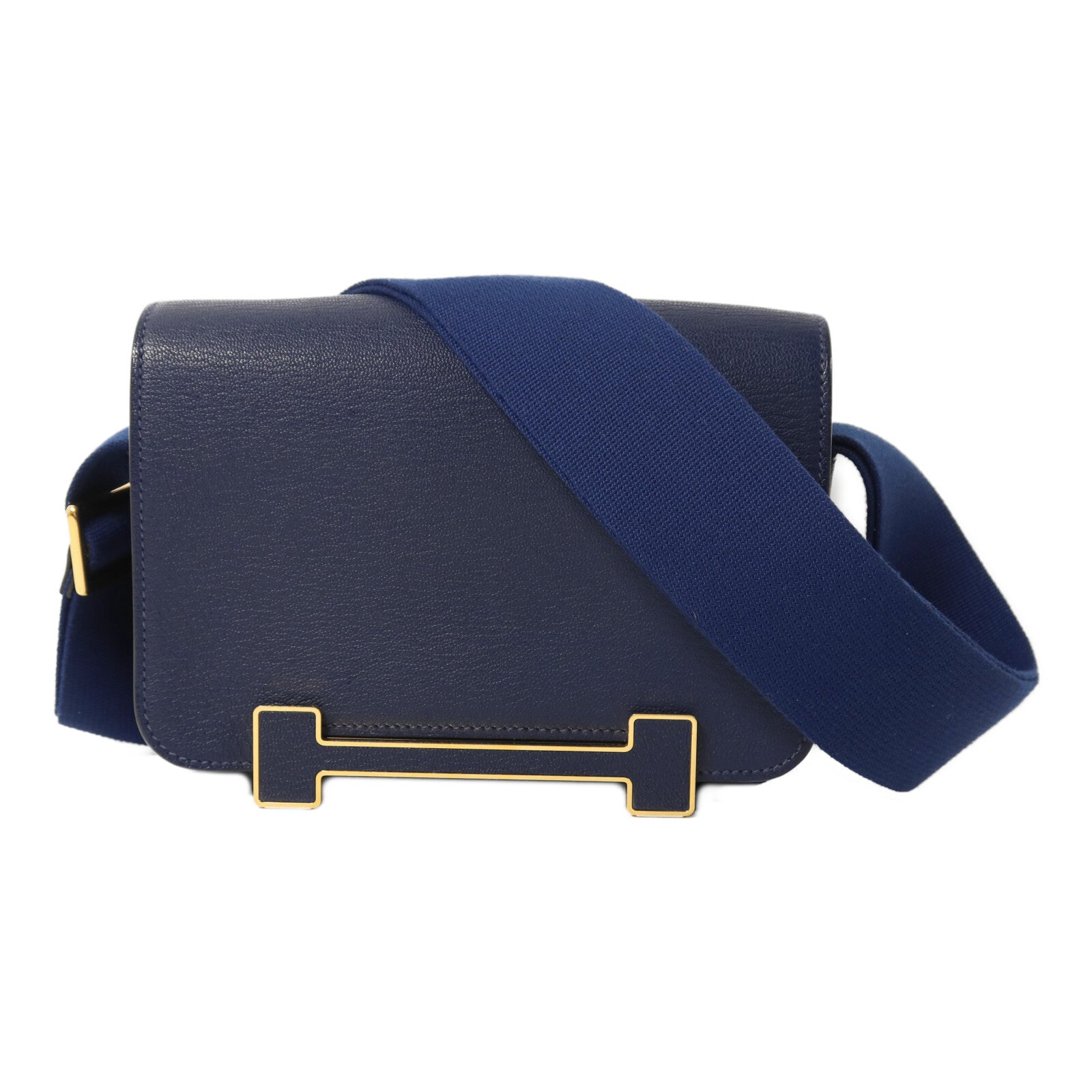 HERMES Chevre Mysore皮革Geta肩背袋Bleu Nuit