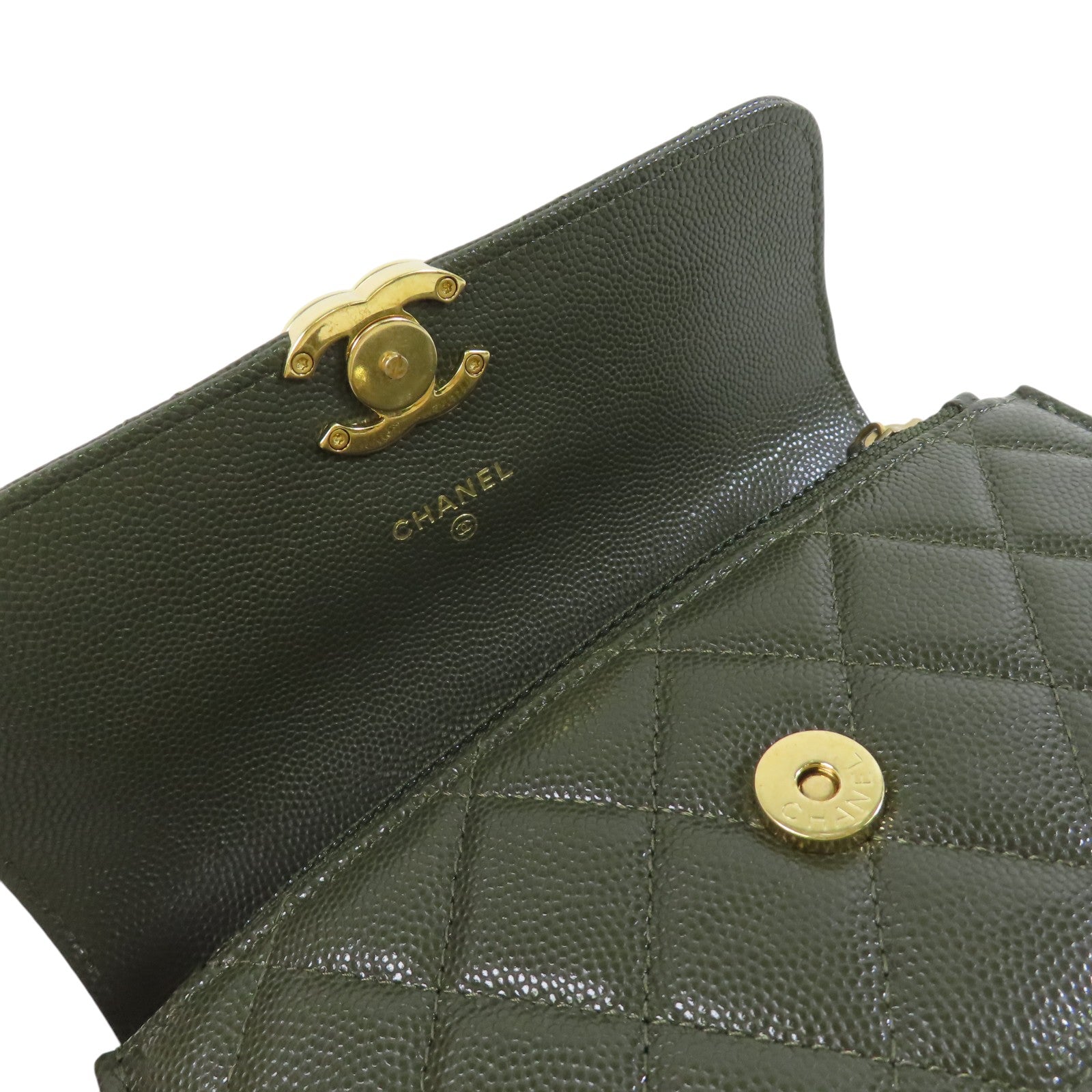 CHANEL 牛皮皮革Coco First WOC金扣鏈帶肩背袋