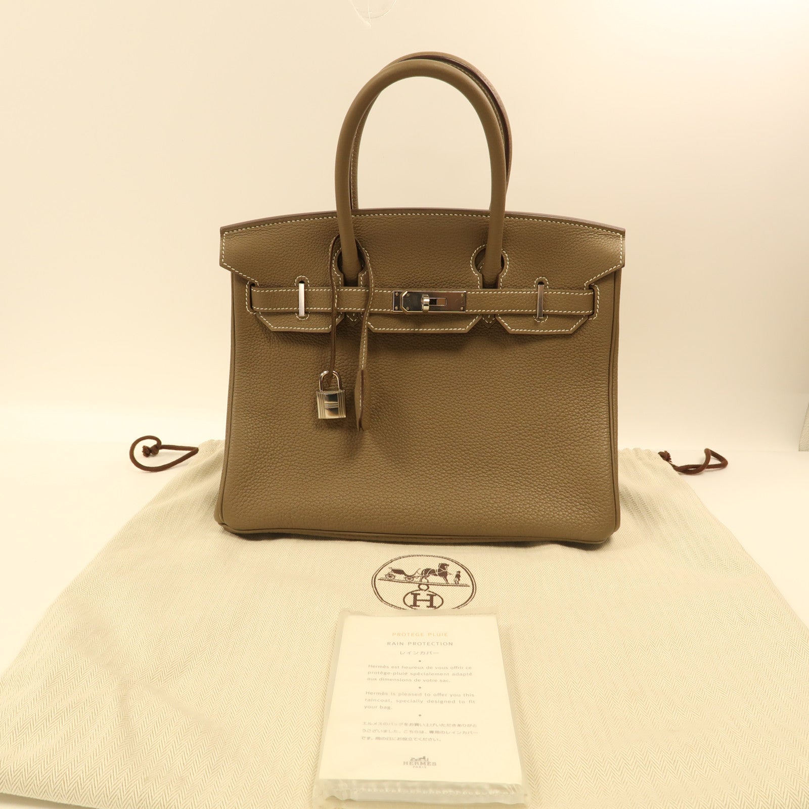 HERMES Togo皮革Birkin 30銀扣手挽袋大象灰色
