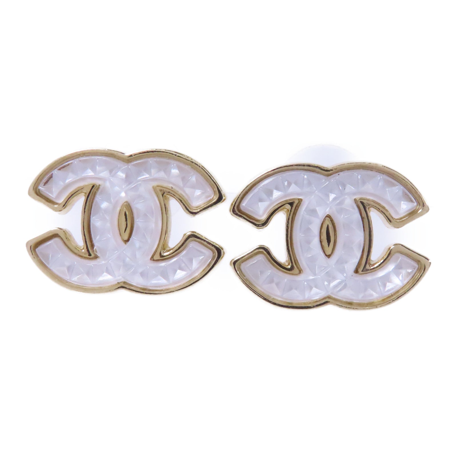 CHANEL PVC/金屬Earrings耳環白色/金色