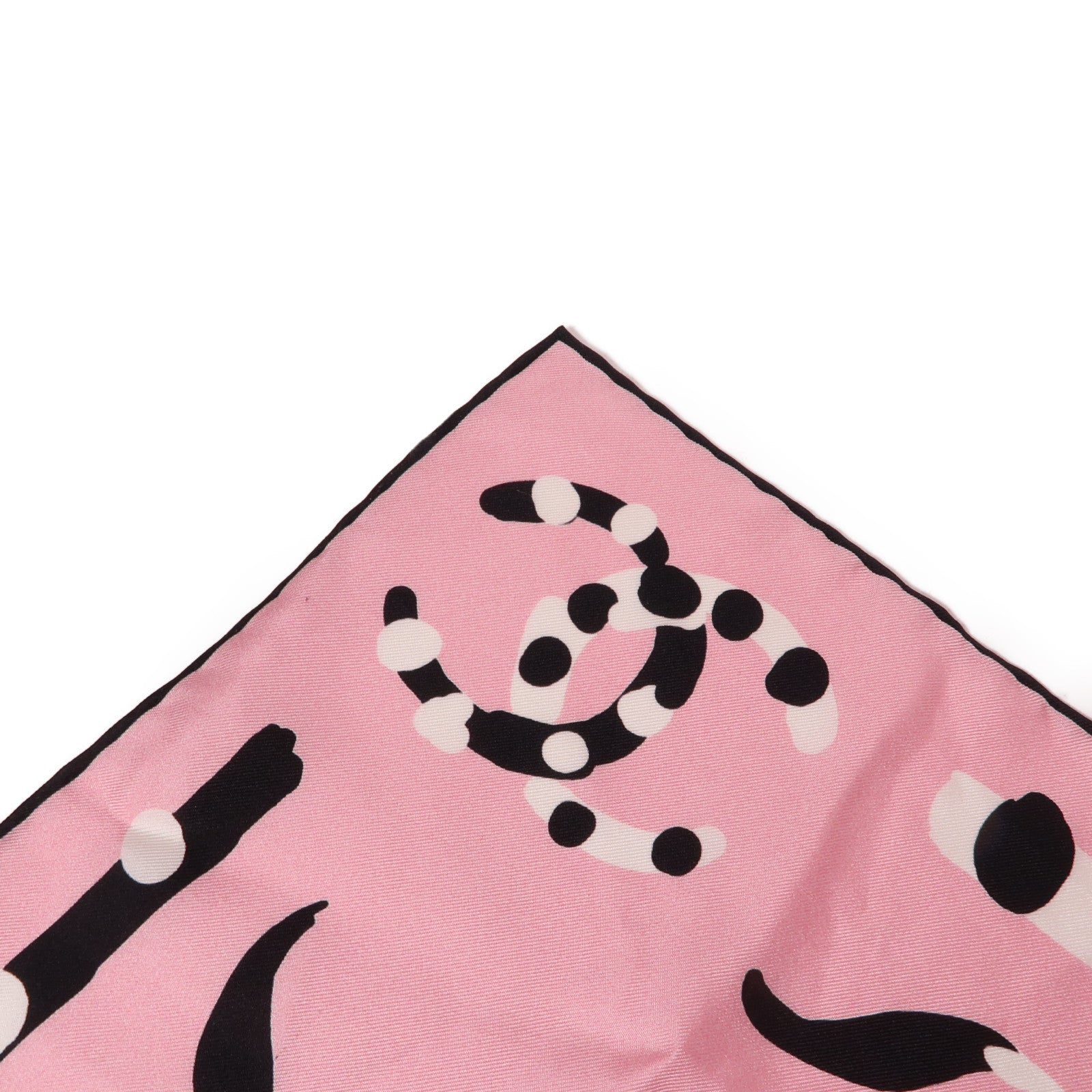 CHANEL 絲質Scarf絲巾粉紅色/黑色/白色