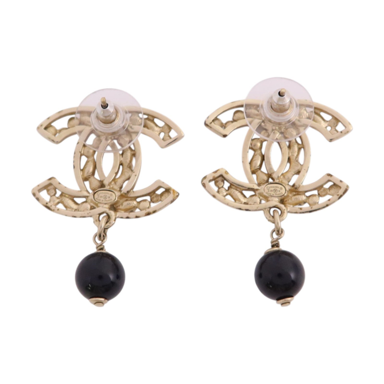 CHANEL 【激減優惠】金屬/水鑽/PVC CC Drop Earrings耳環
