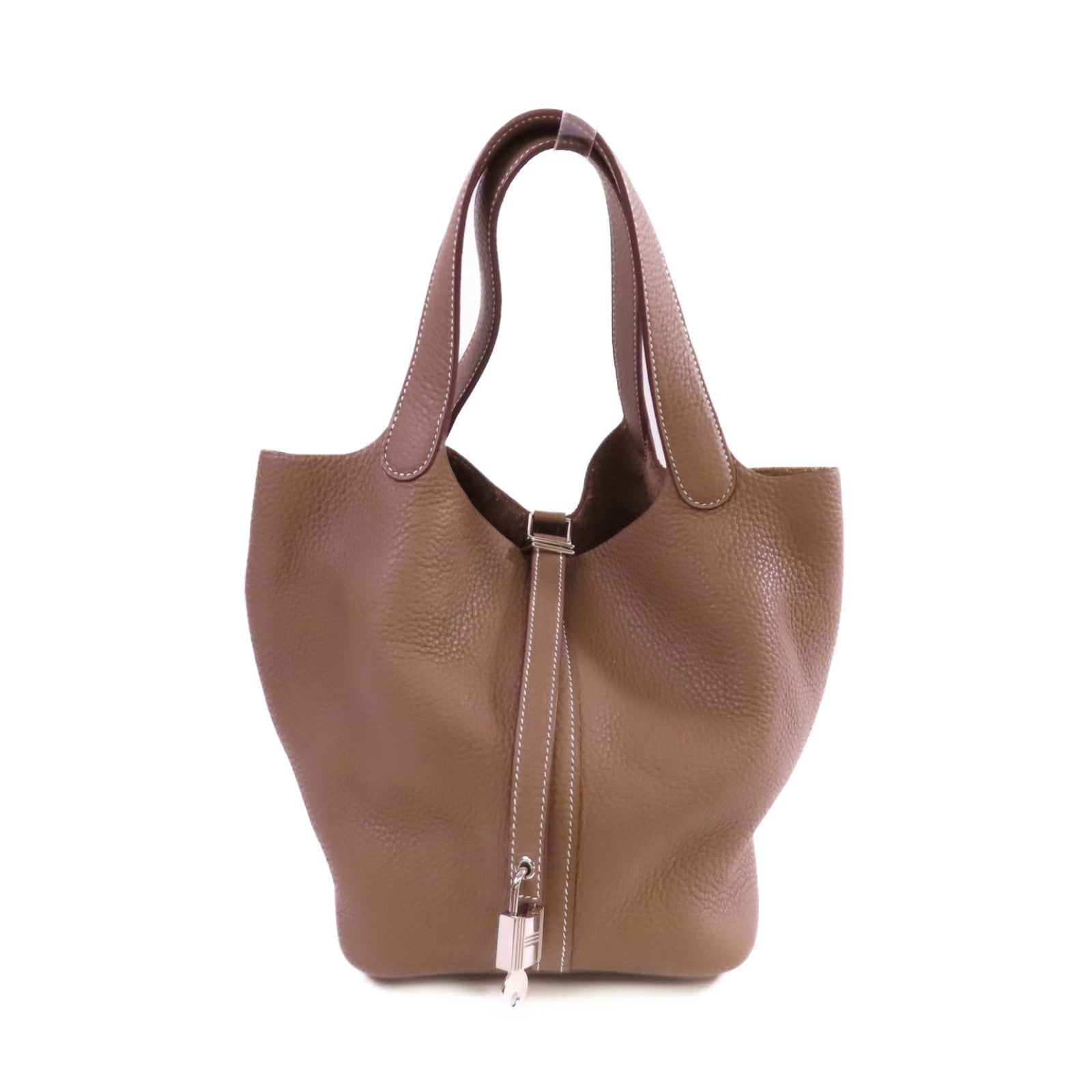 HERMES Clemence皮革Picotin MM Tote Bag銀扣手挽袋Etoupe/大象灰色