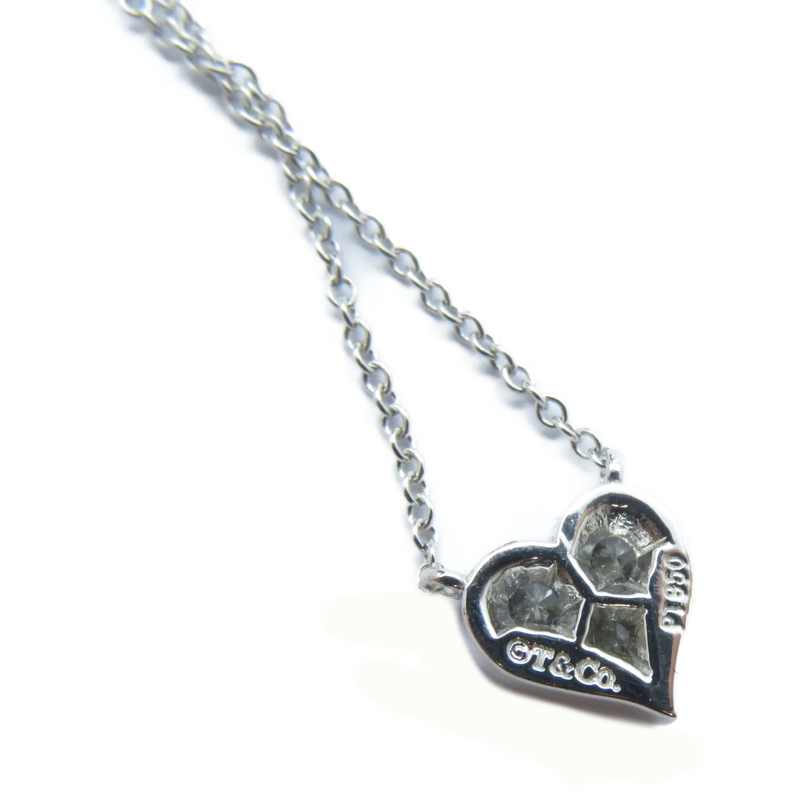 TIFFANY＆CO PT950鉑金Heart Diamond Necklace鑽石項鍊