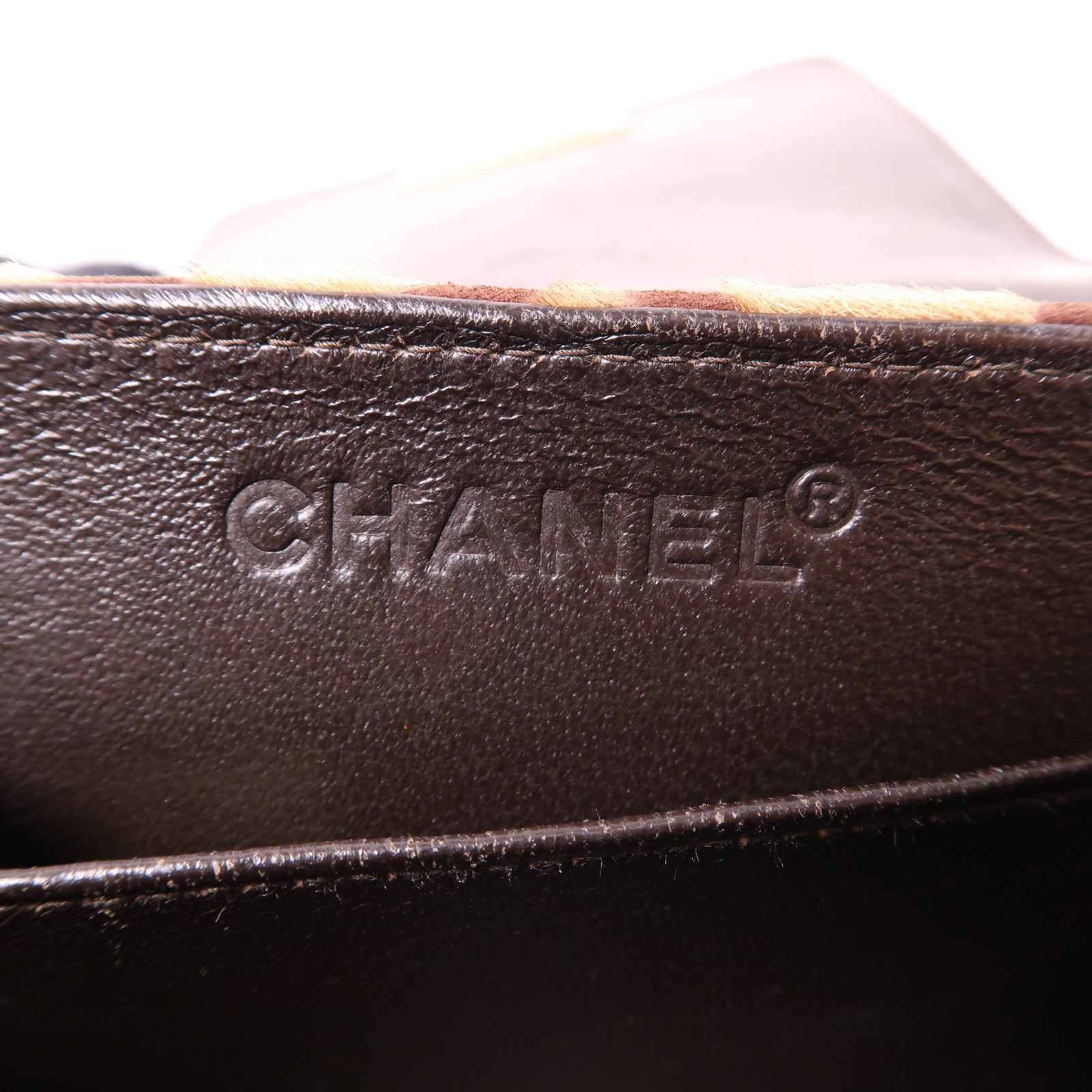 CHANEL 馬毛2.55金扣肩背袋棕色