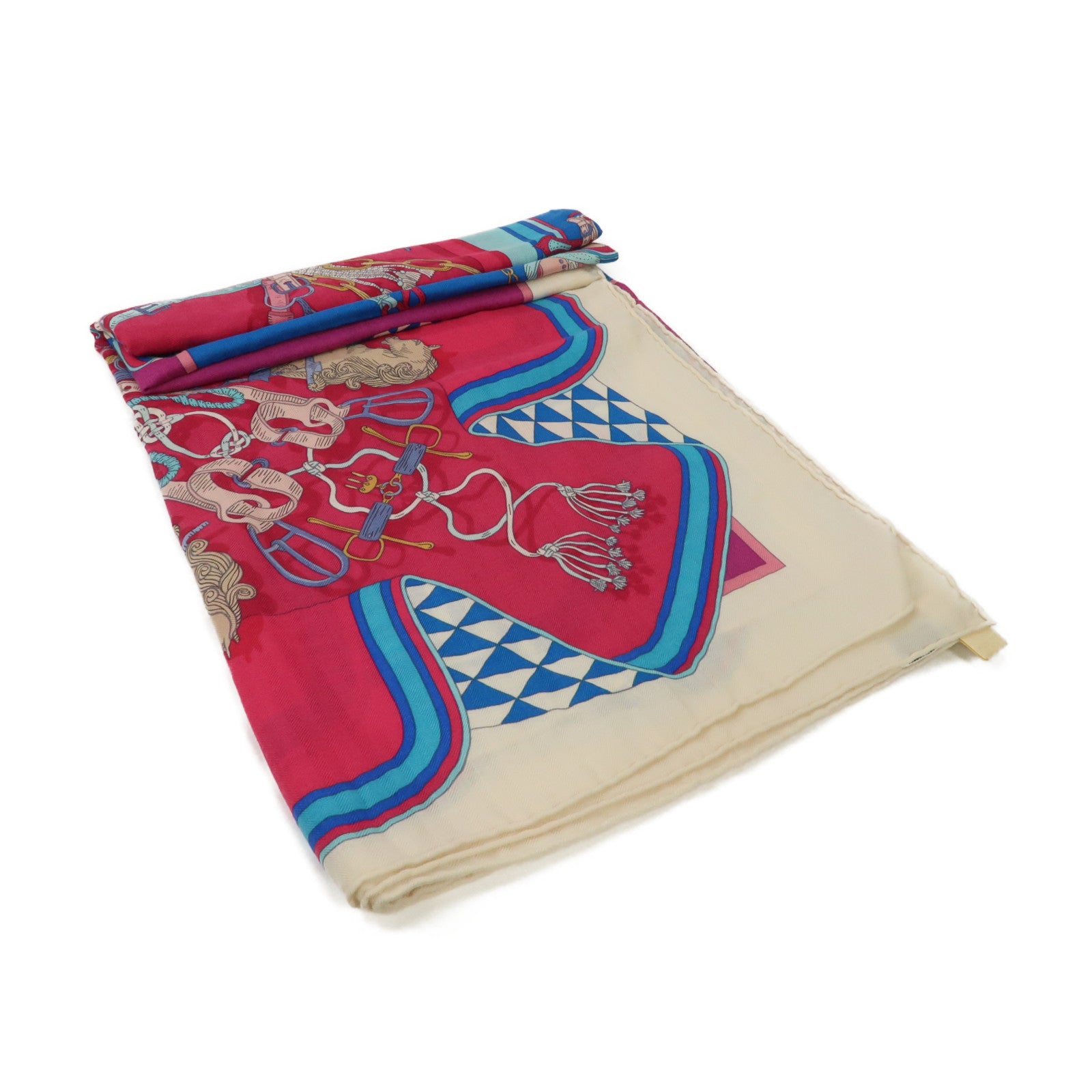 HERMES 羊絨/絲質Scarf 140x140圍巾粉紅色