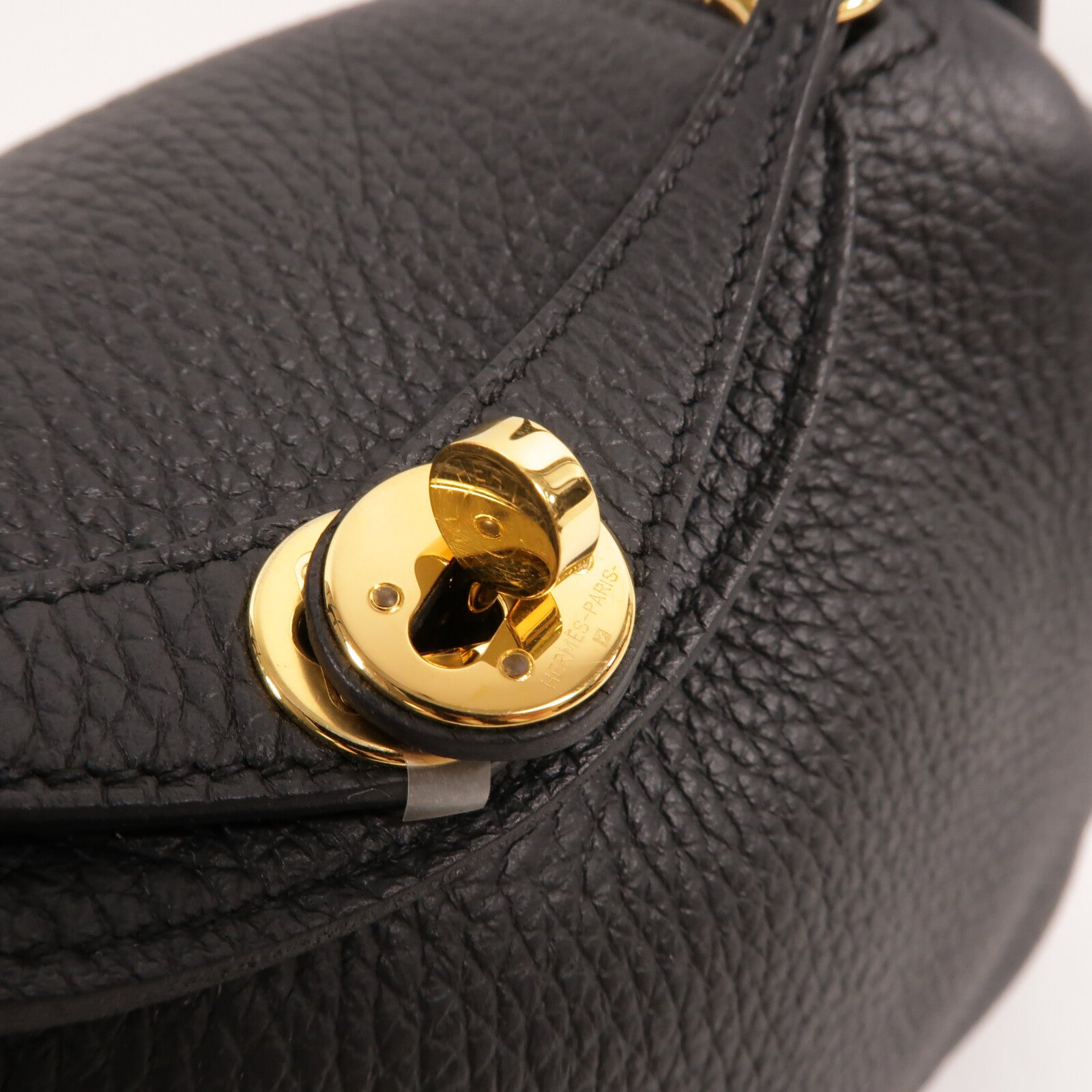 HERMES Clemence皮革Mini Lindy手挽肩背兩用袋Noir