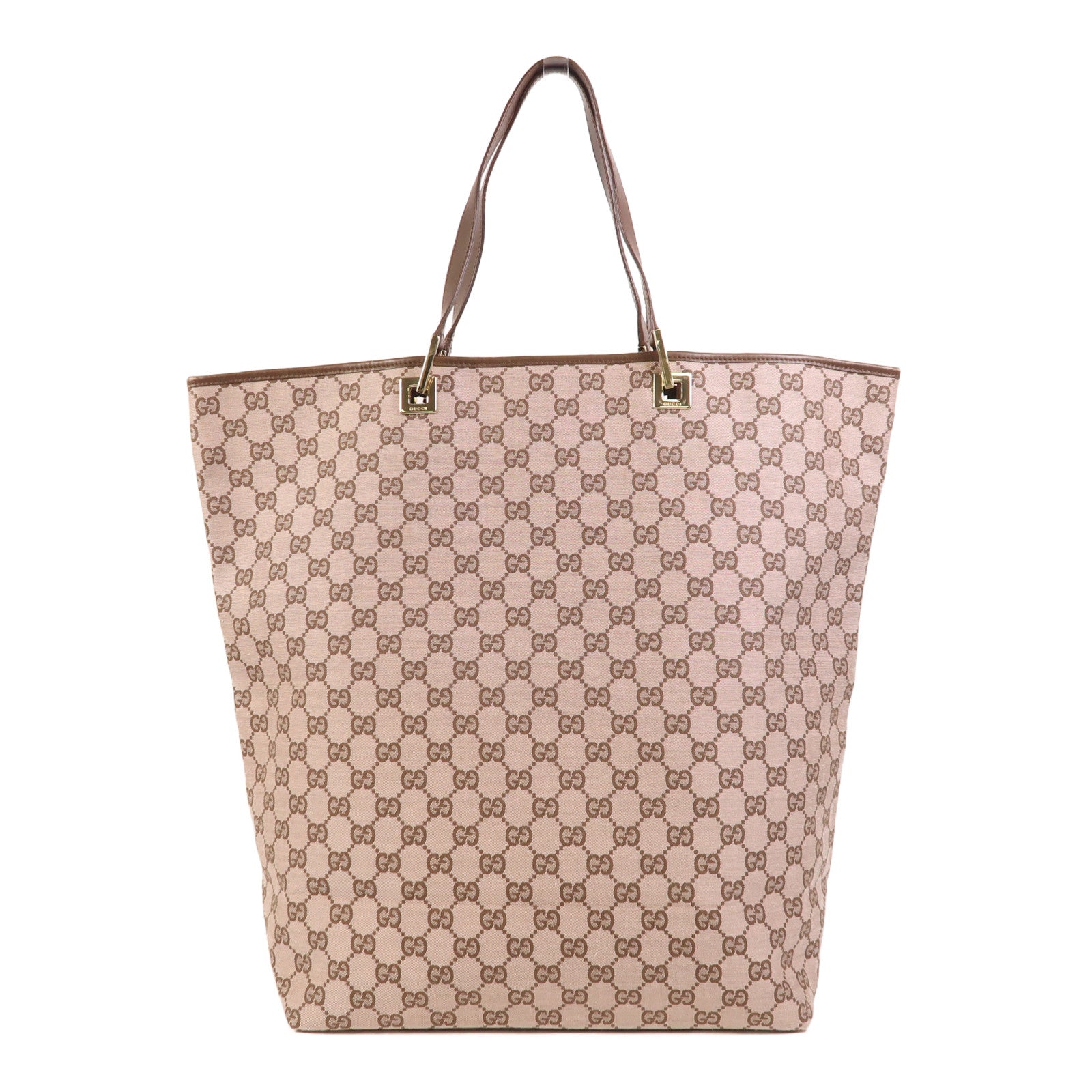 GUCCI 帆布Tote Bag金扣肩背袋