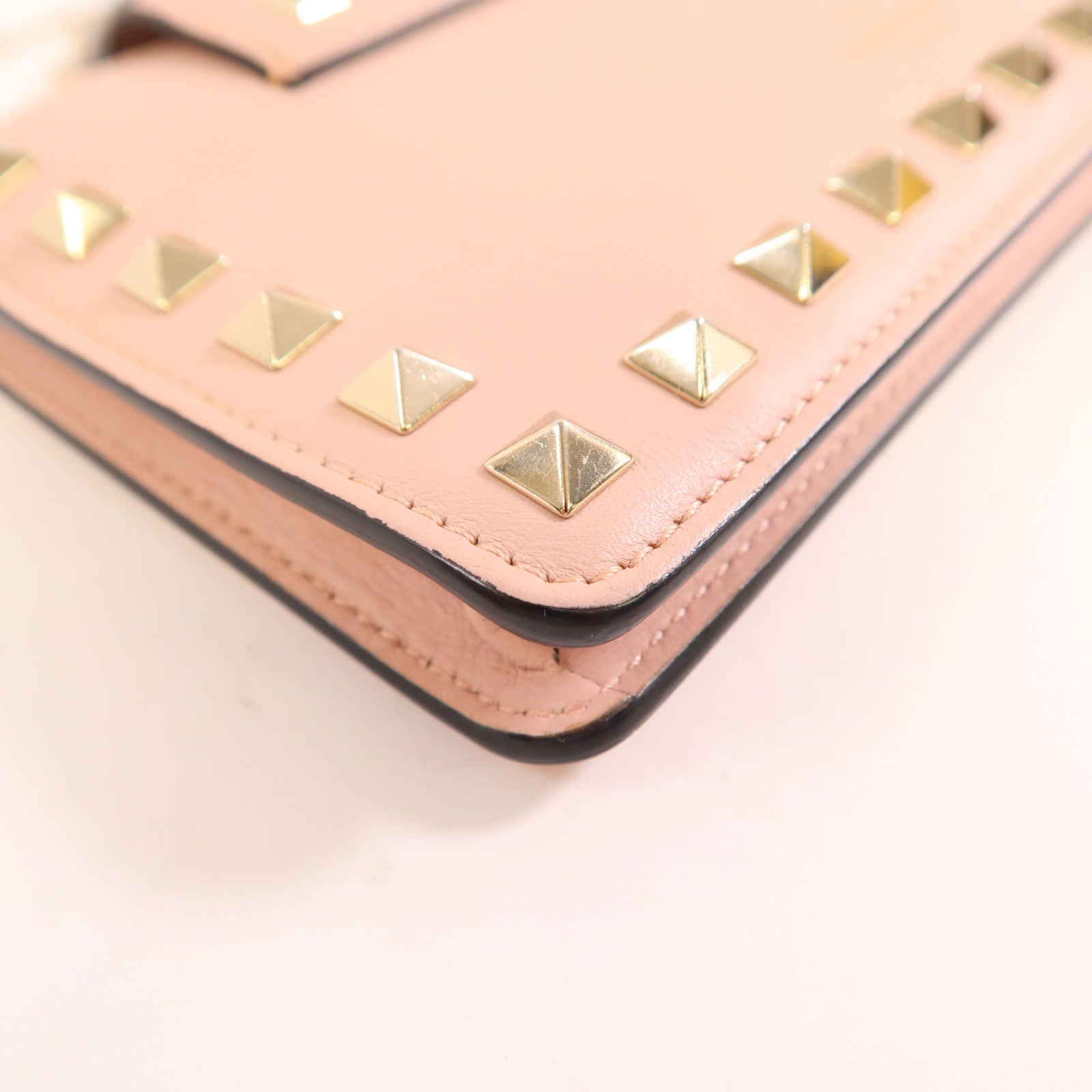 Valentino 牛皮皮革Chain Shoulder金扣手拿包