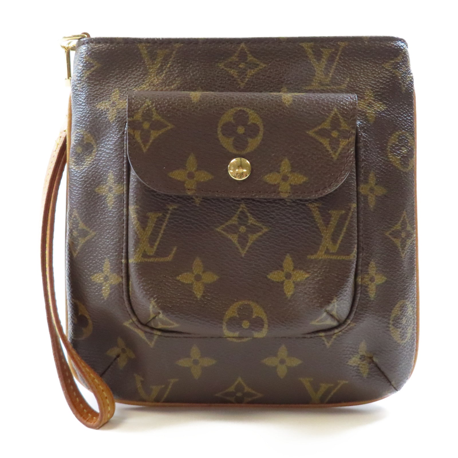 LOUIS VUITTON Monogram Particion金扣手拿包棕色