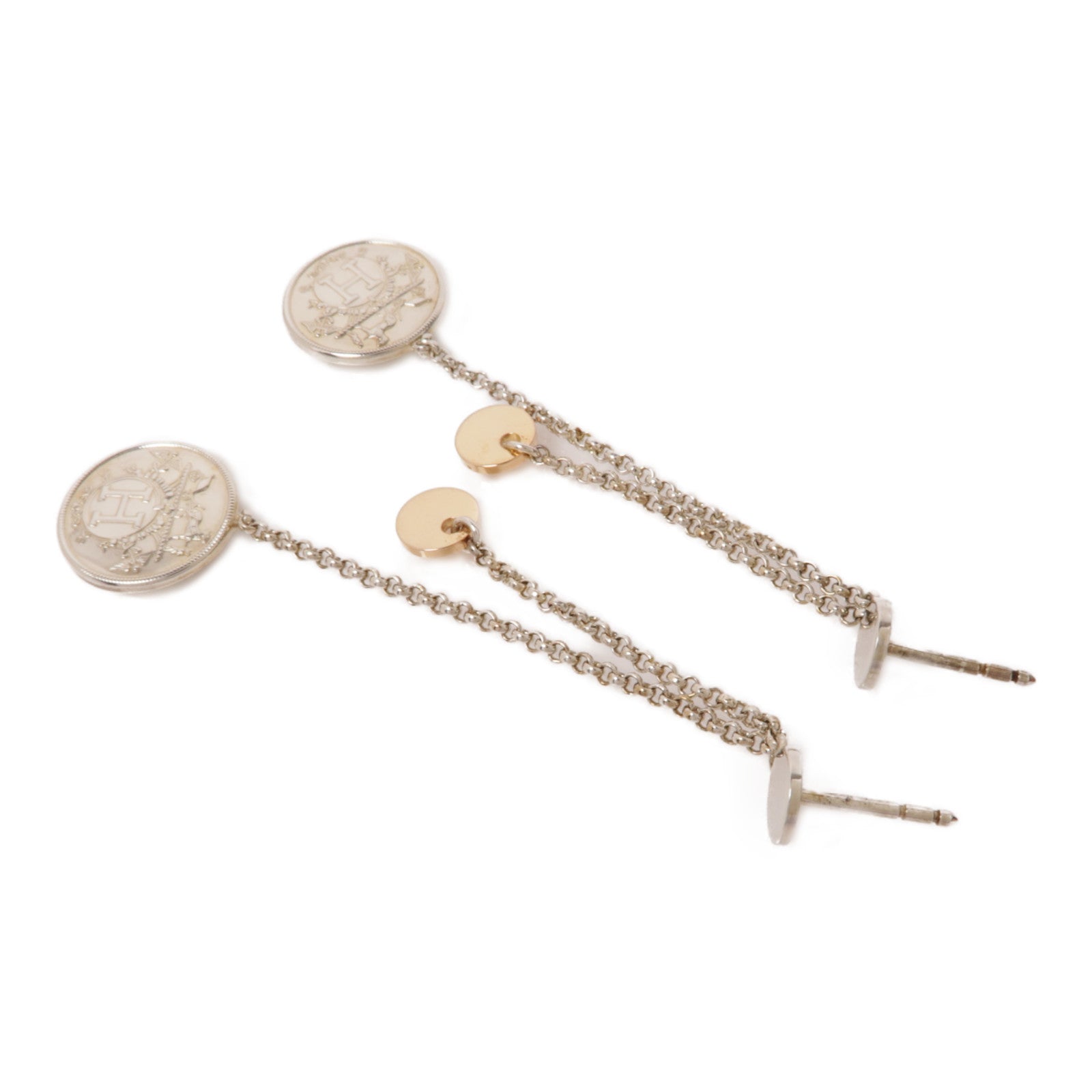HERMES 18K玫瑰金/925純銀Ex Libris Earrings項鍊