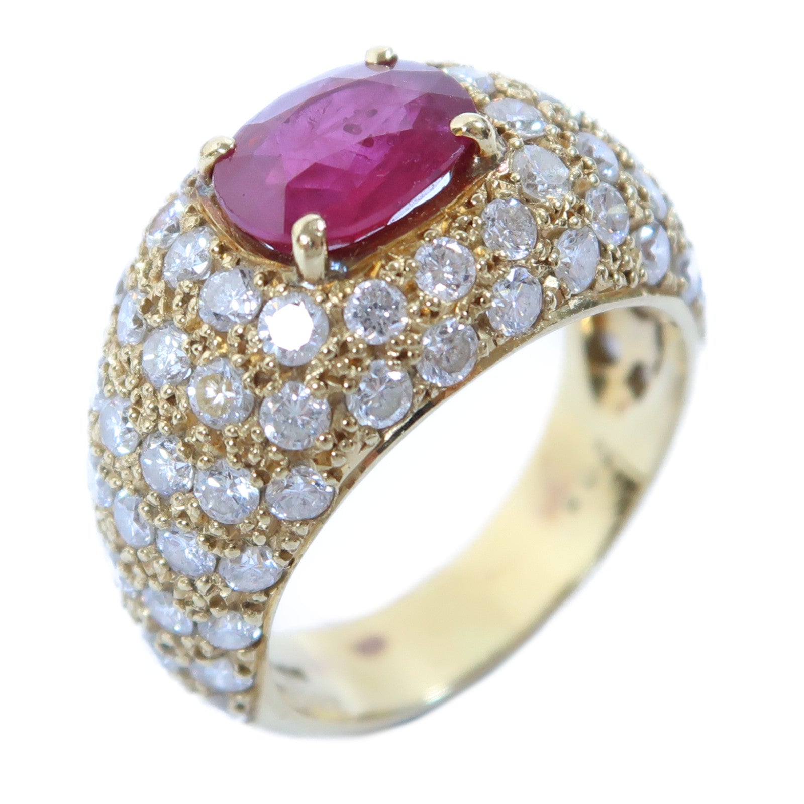 JEWELRY 【激減優惠】18K黃金Ruby Ring 2.864ct紅寶石/2.08ct鑽石戒指US#8.25