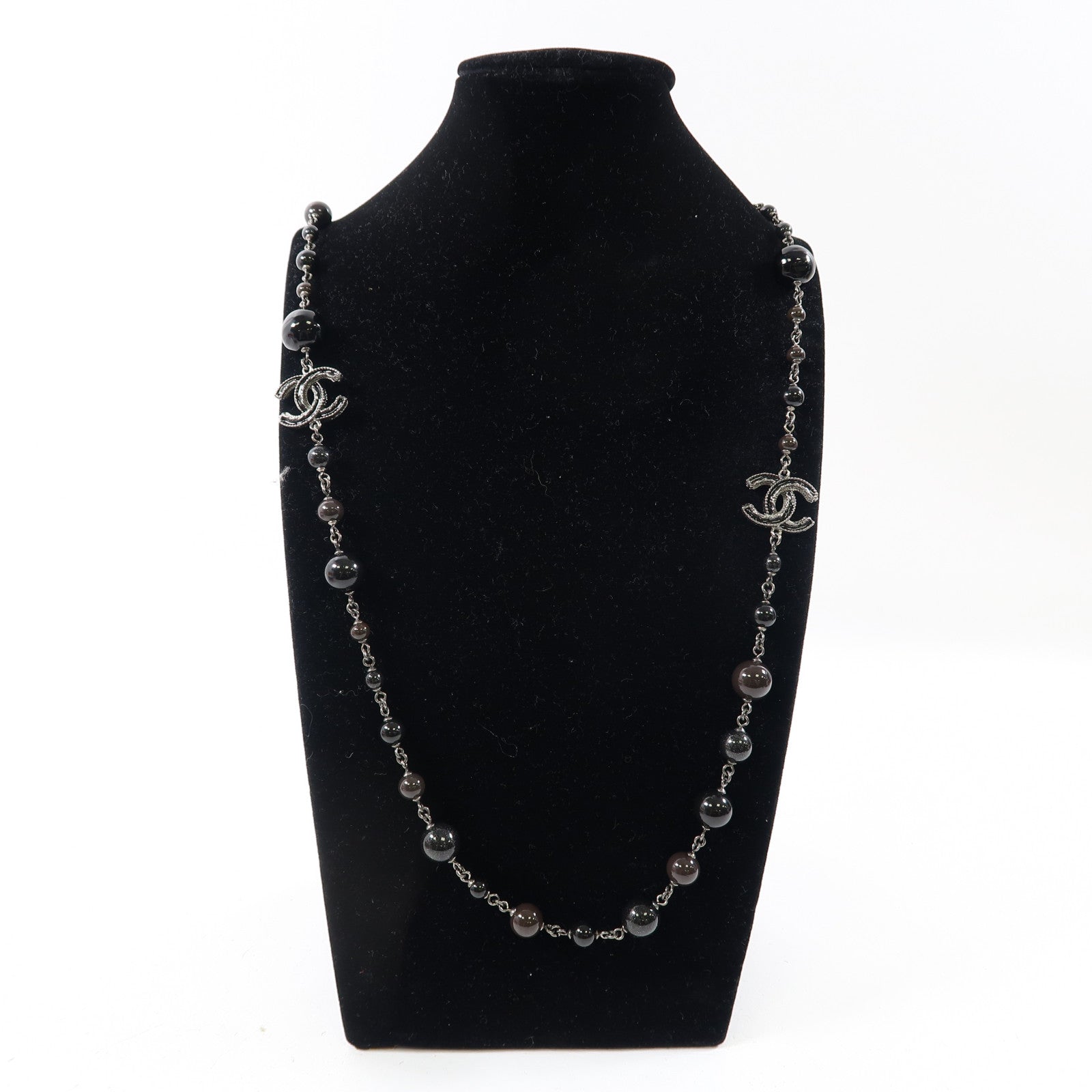 CHANEL 金屬Necklace項鍊黑色/銀色