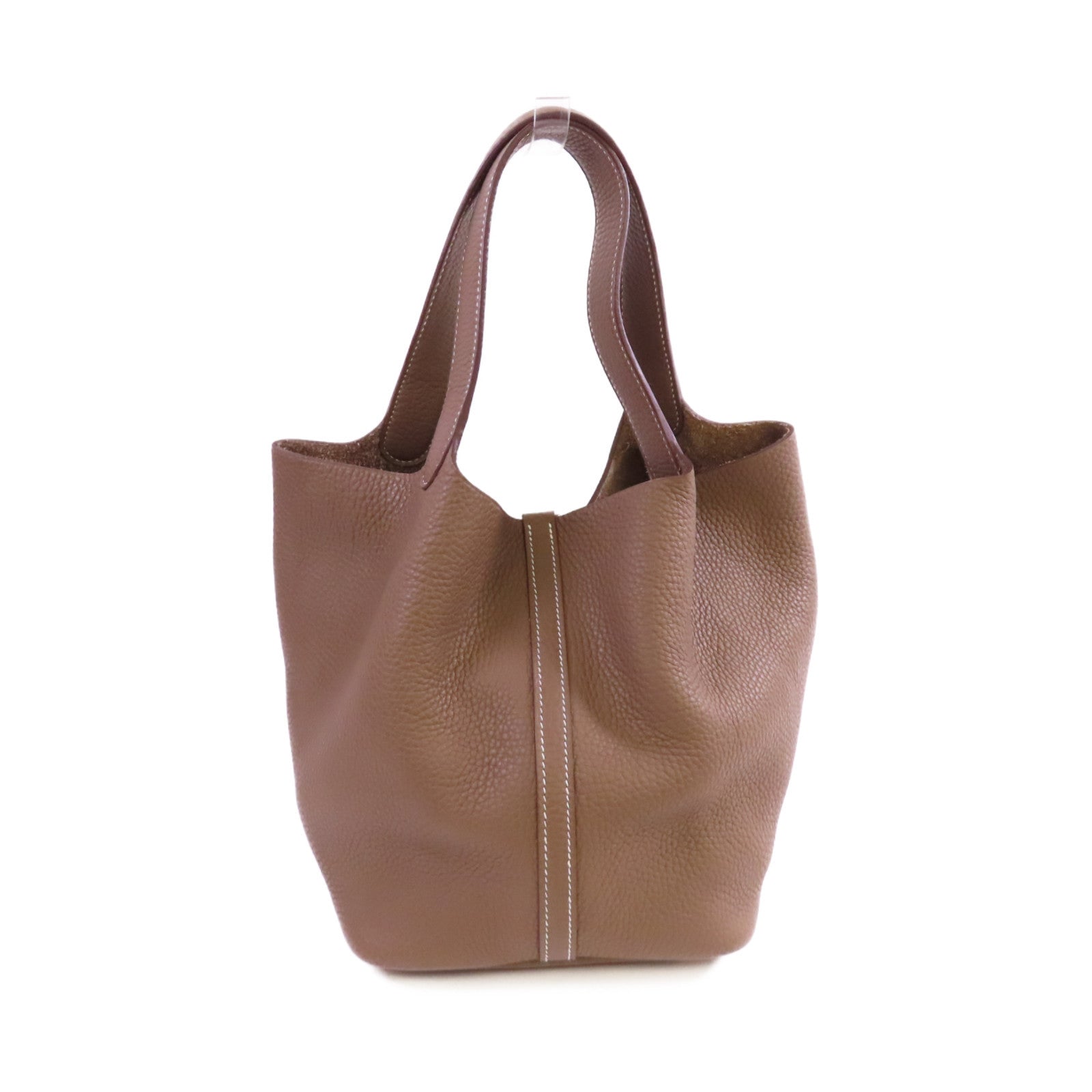 HERMES Clemence皮革Picotin MM Tote Bag銀扣手挽袋Etoupe/大象灰色